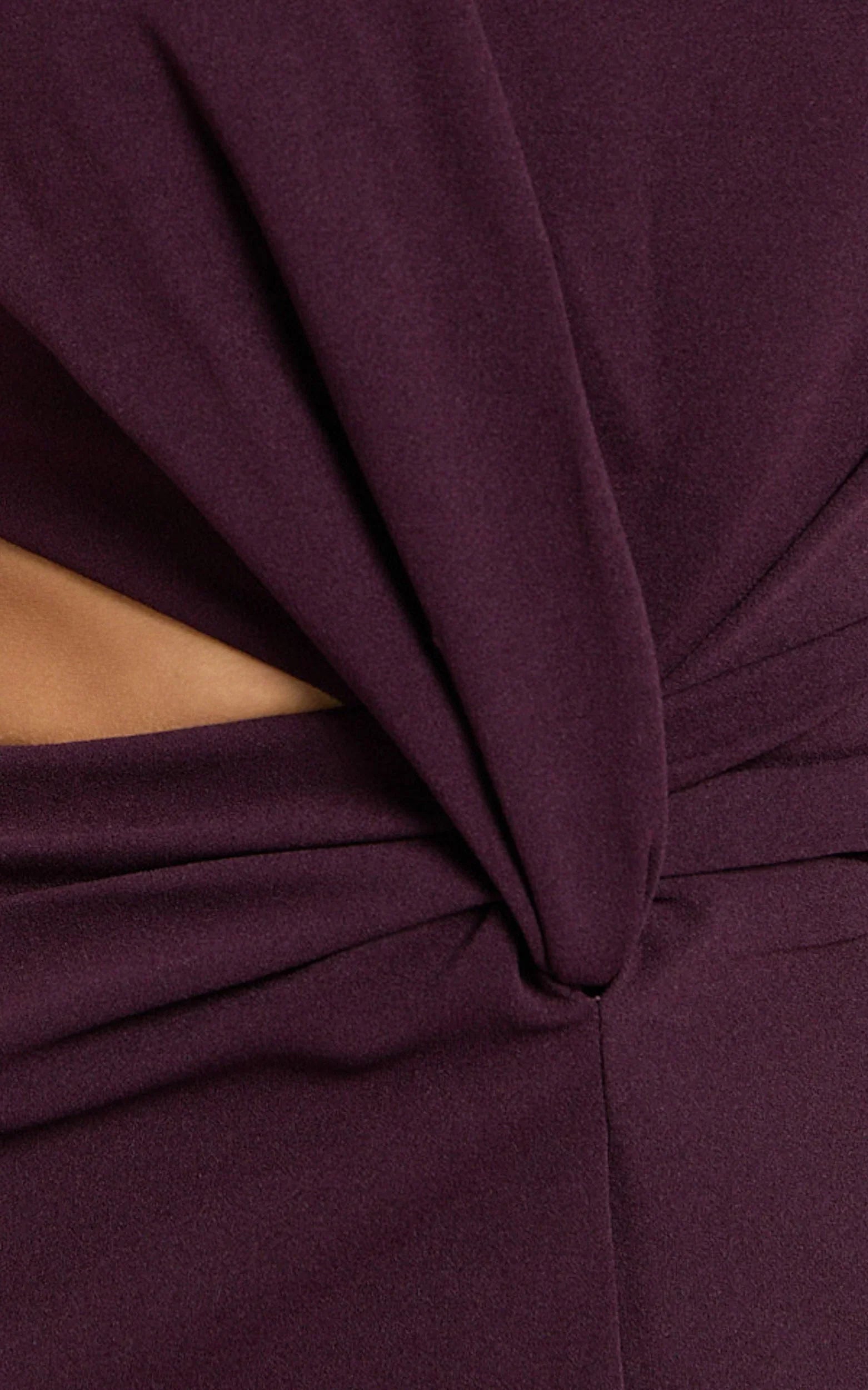 Millie Midi Dress - Front Twist Cut Out Thigh Split Dress in Wine