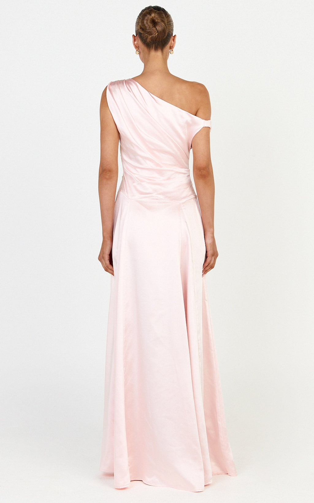 Helena Maxi Dress - Off Shoulder Godet Dress in Light Pink
