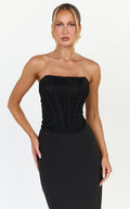 Colette Top - Strapless Lace Corset Top in Black