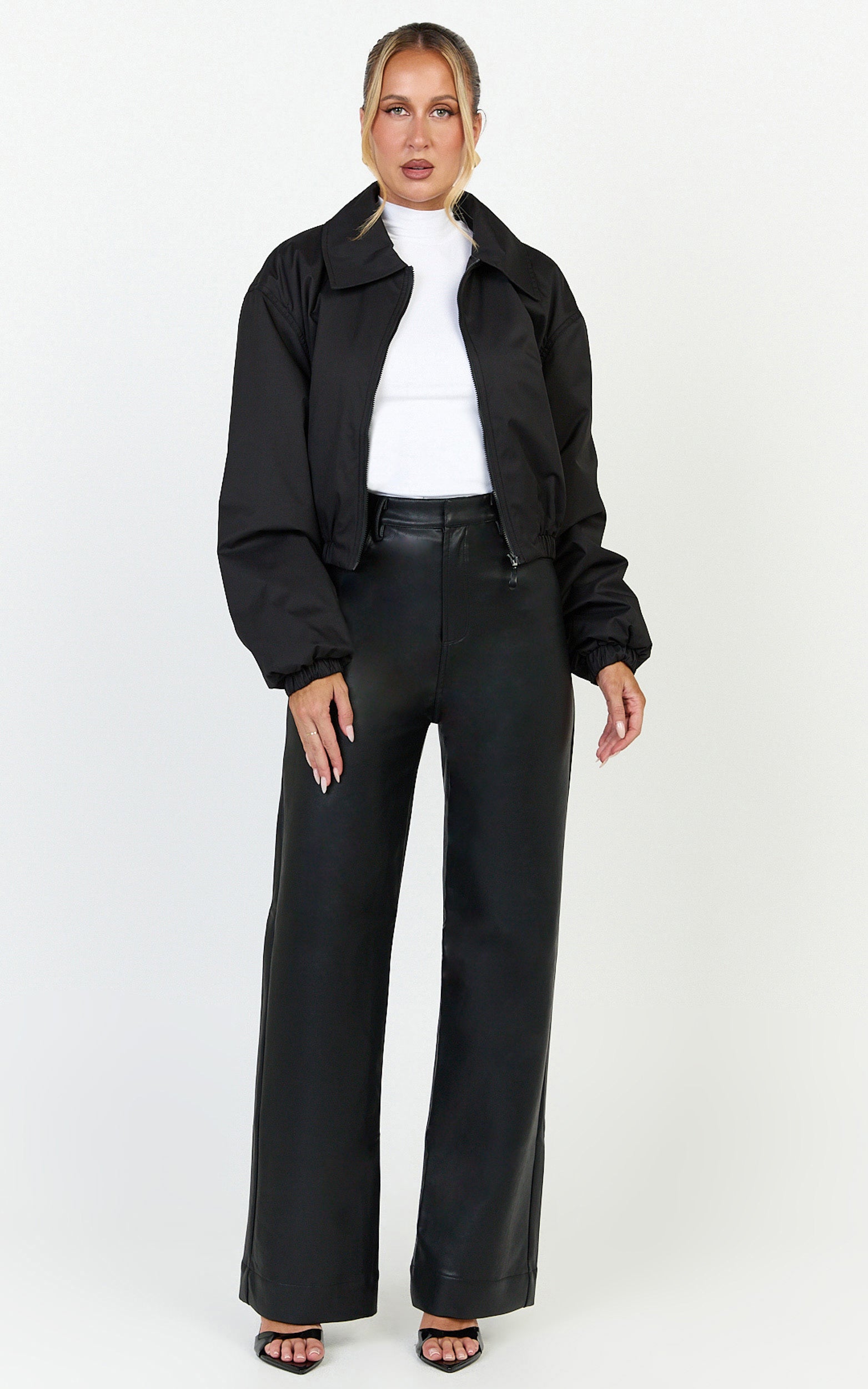 Peterson Jacket - Cropped Bomber Jacket in Black