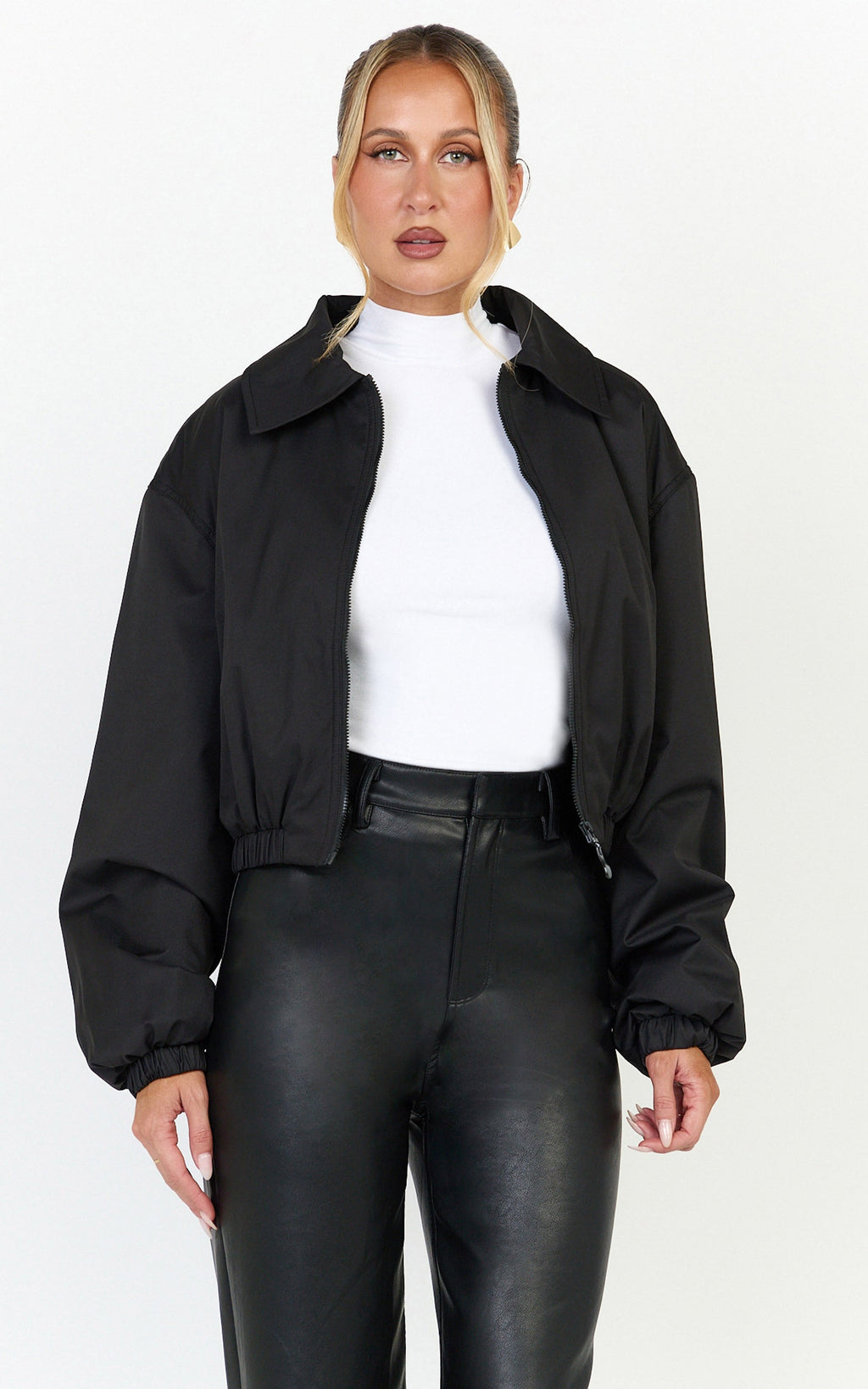 Peterson Jacket - Cropped Bomber Jacket in Black