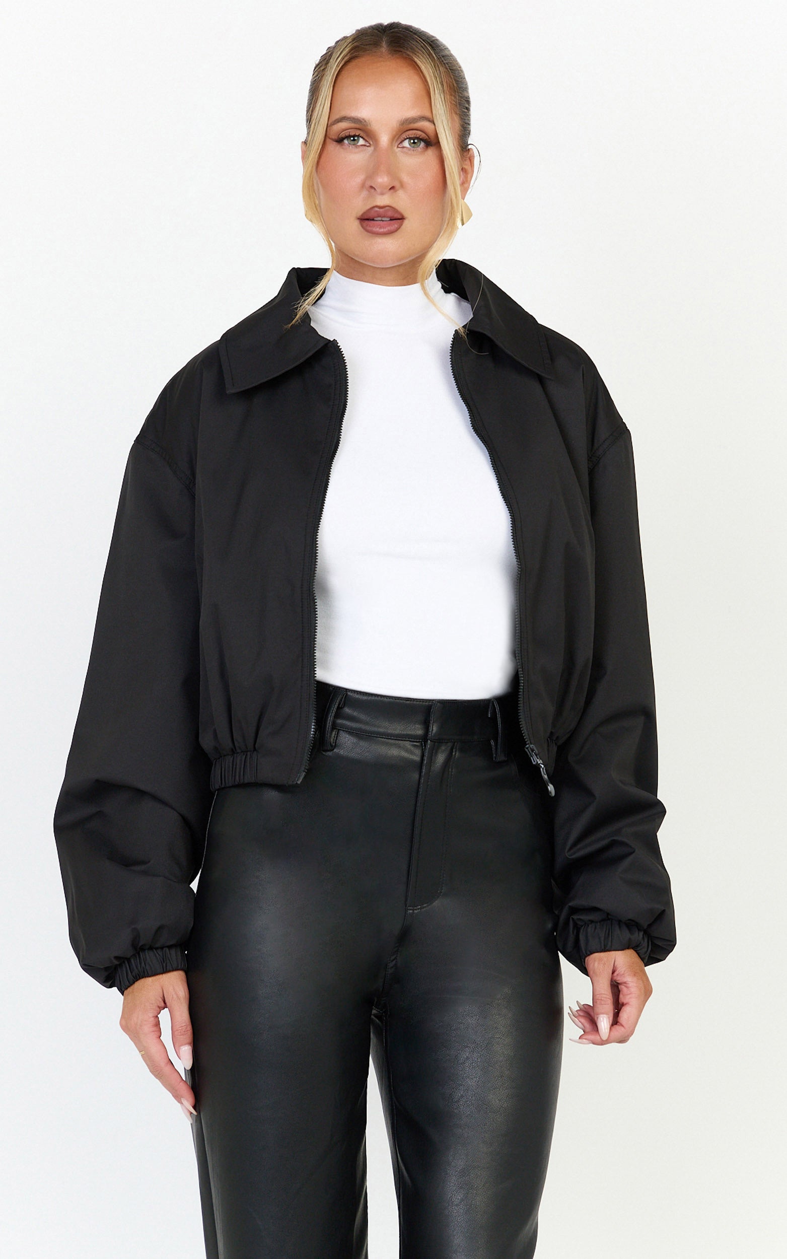 Peterson Jacket - Cropped Bomber Jacket in Black