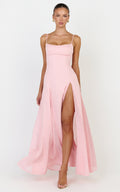 Juliette Maxi Dress - Sweetheart Neckline Georgette Godet Dress in Pink