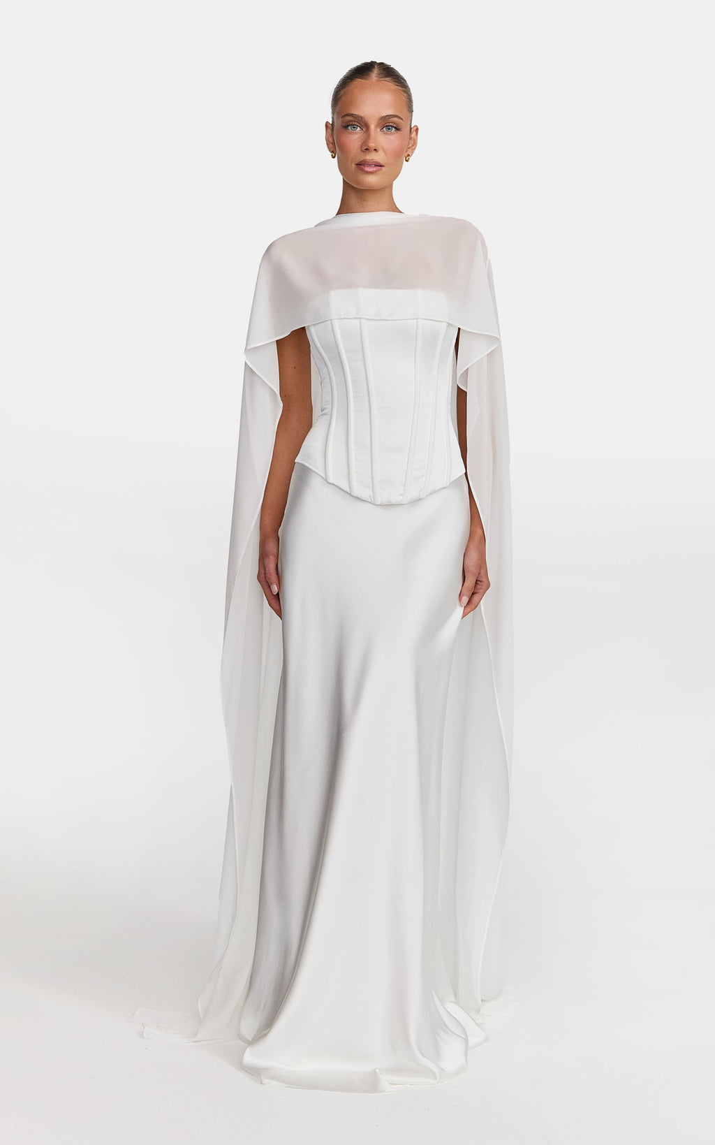 Carrie Top - Georgette Overlay Cape Top in White