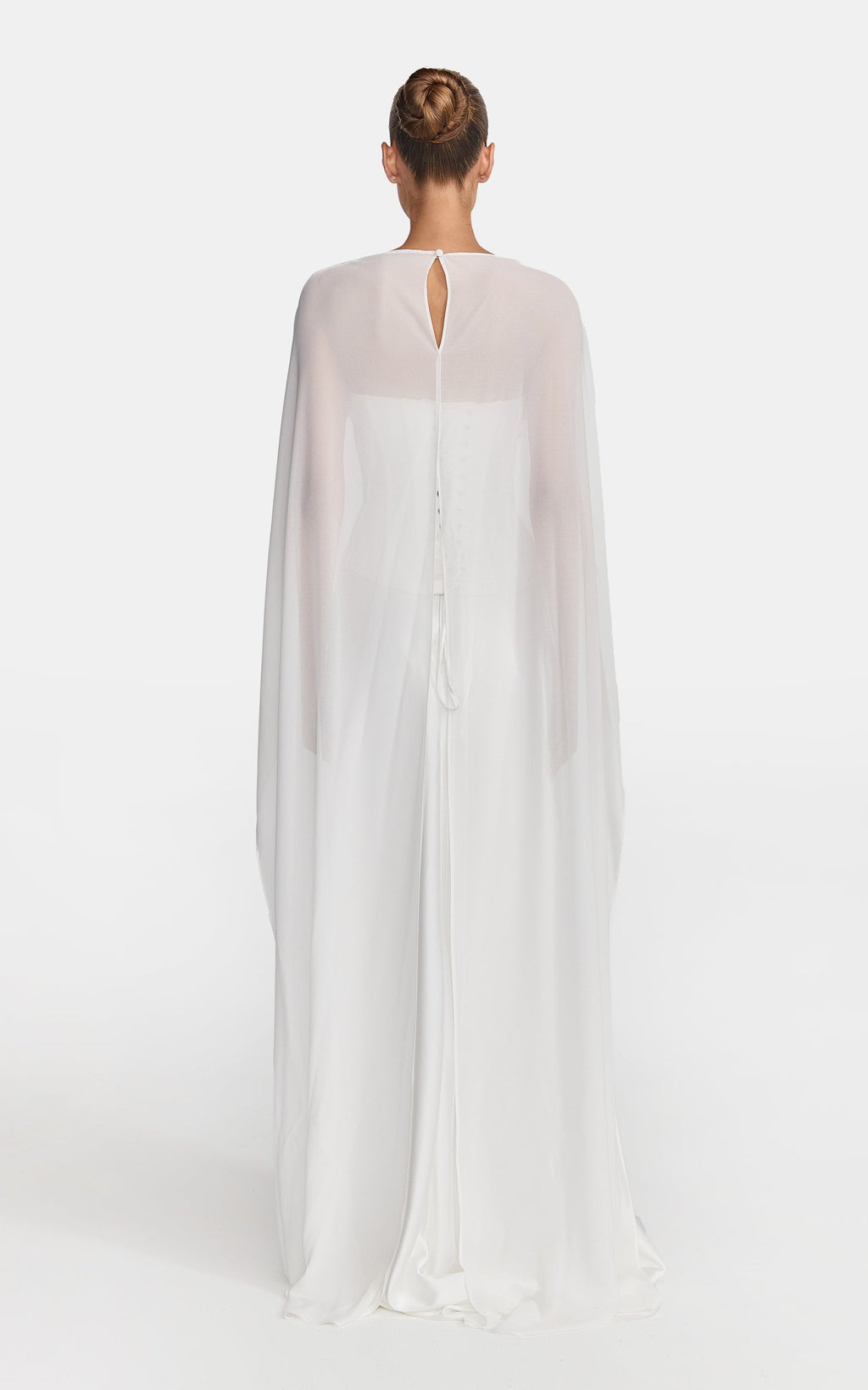 Carrie Top - Georgette Overlay Cape Top in White