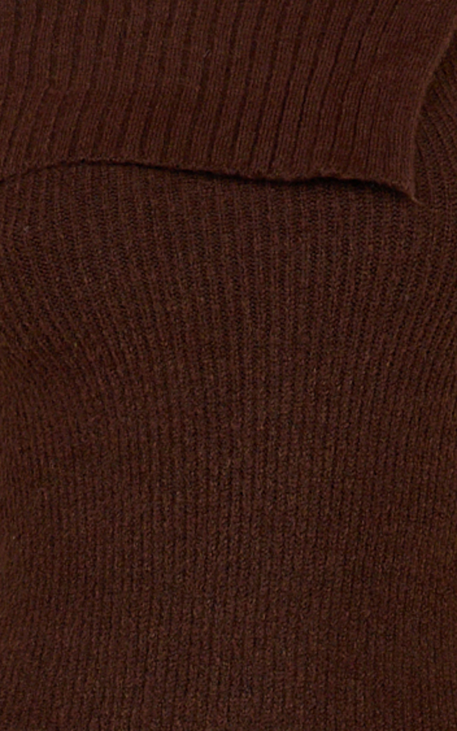 Tess Mini Dress - Asymmetric Off Shoulder Long Sleeve Knit Dress in Chocolate