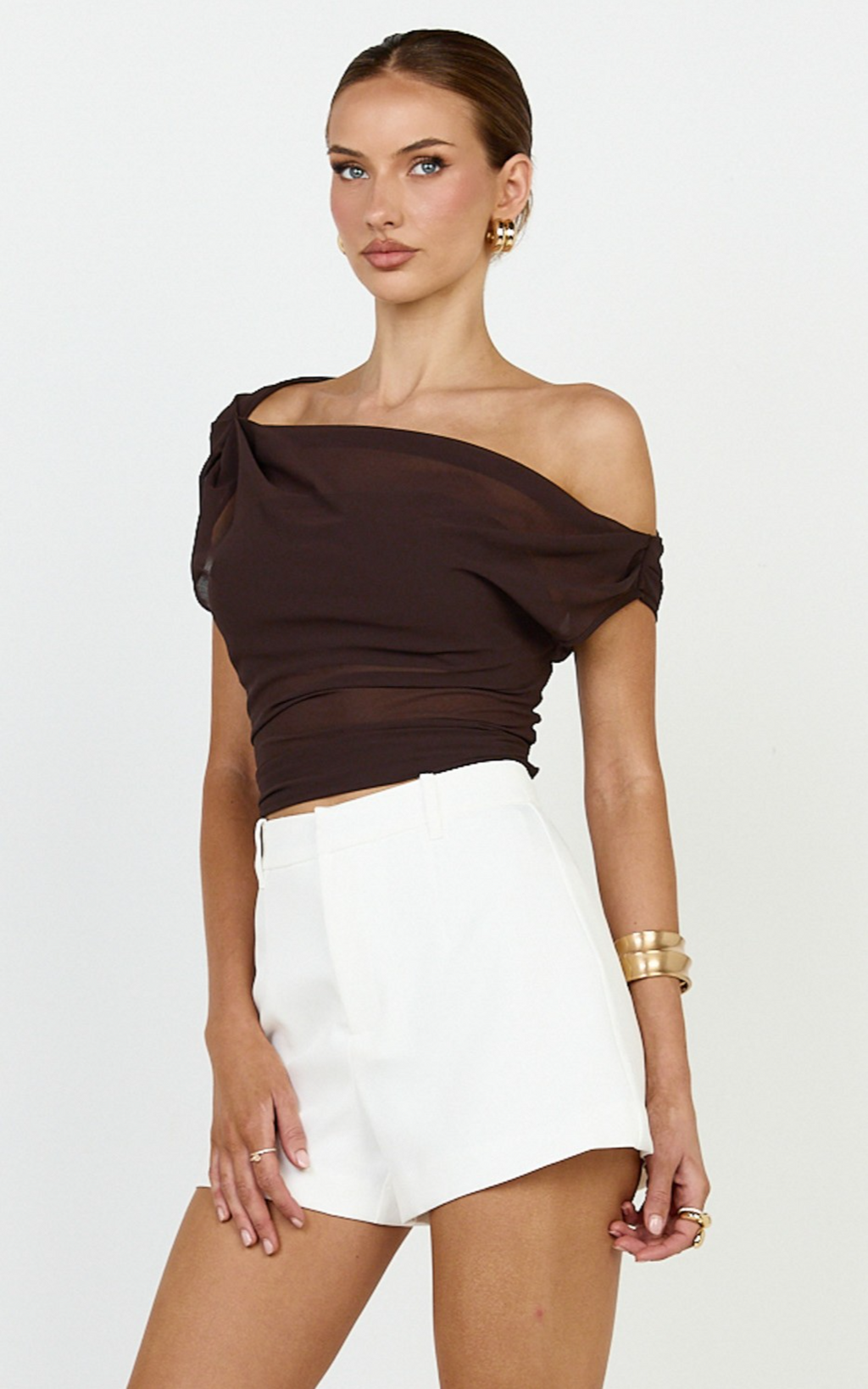 Lyla Shorts - High Waist Tailored Shorts in White