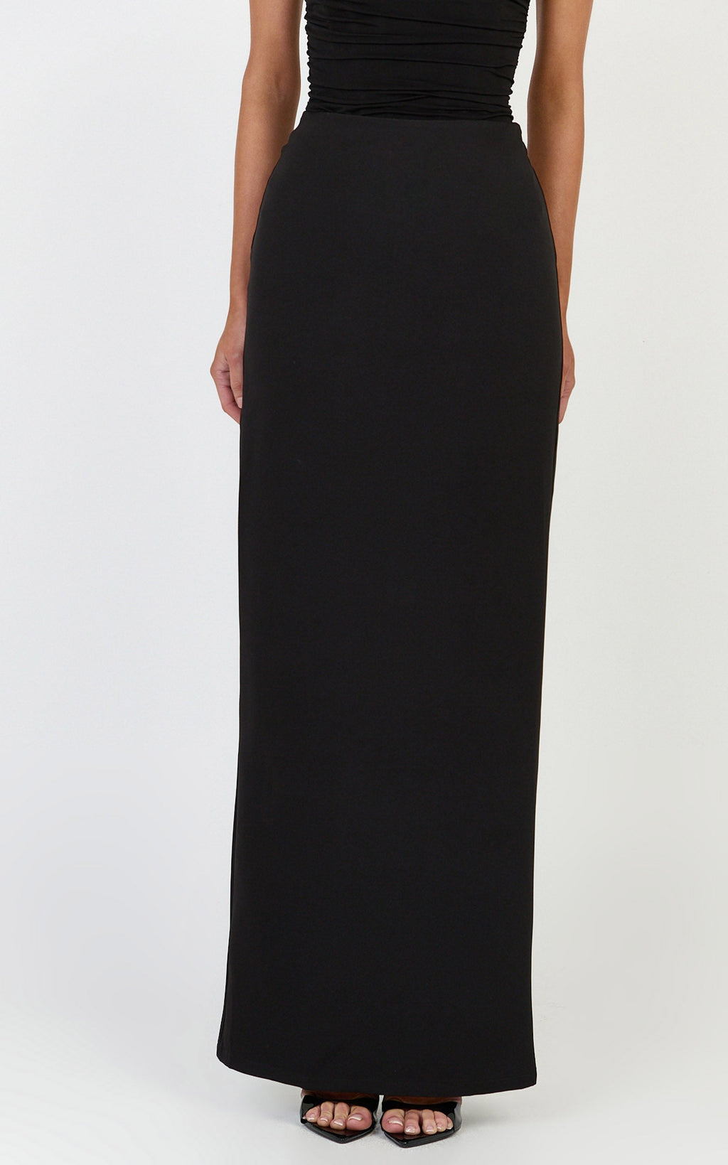 Helda Maxi Skirt - Mid Waist Back Split Skirt in Black
