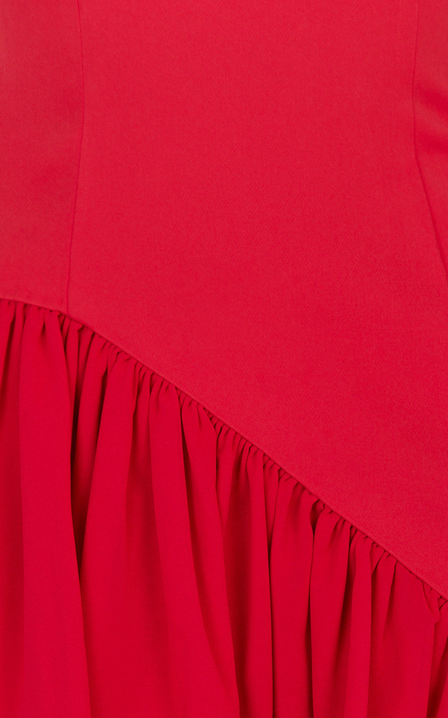 Calla Mini Dress - Strapless Gathered Asymmetric Dropped Waist Dress in Red