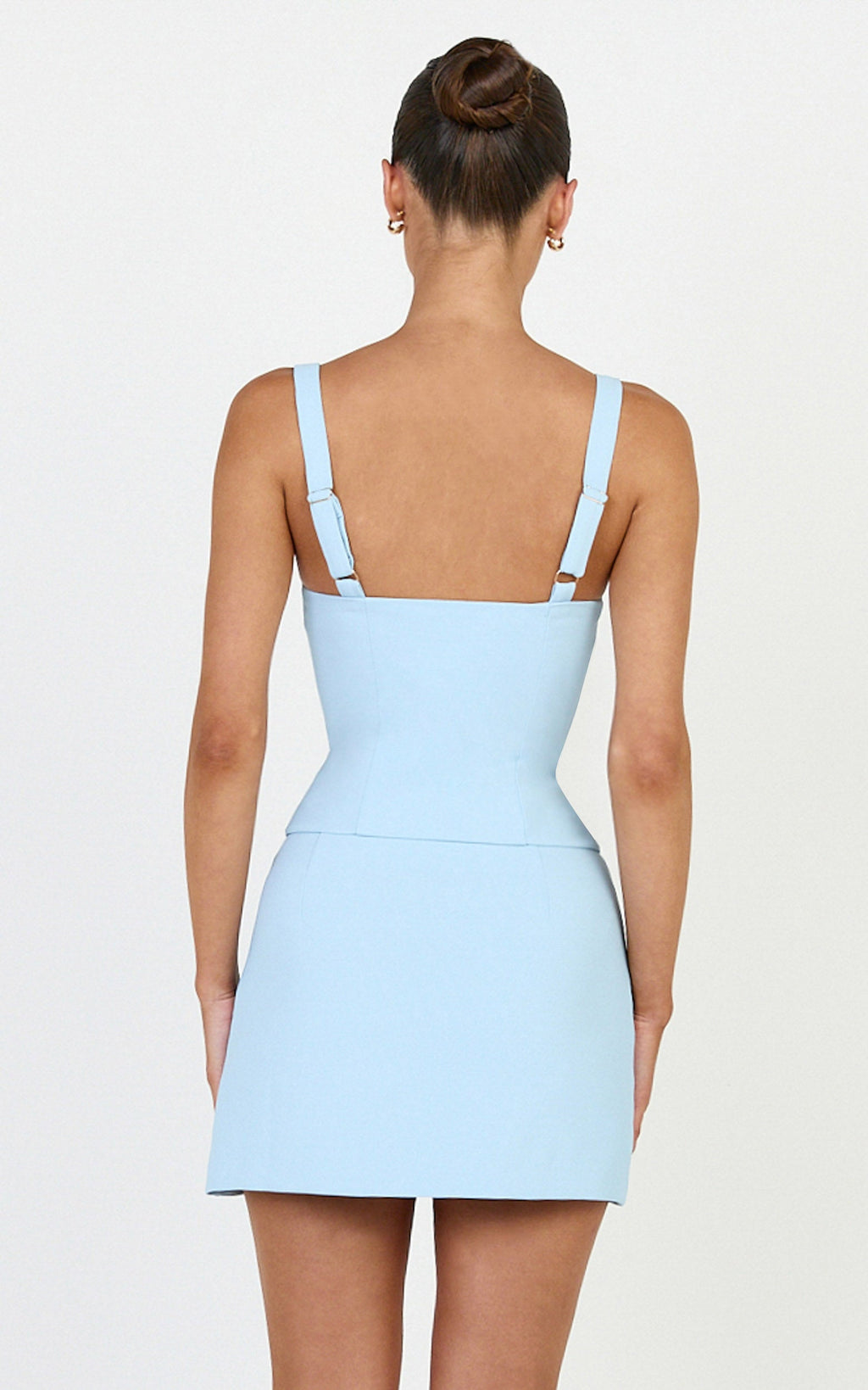 Mikey Top - Straight Neck Hook and Eye Corset Top in Blue