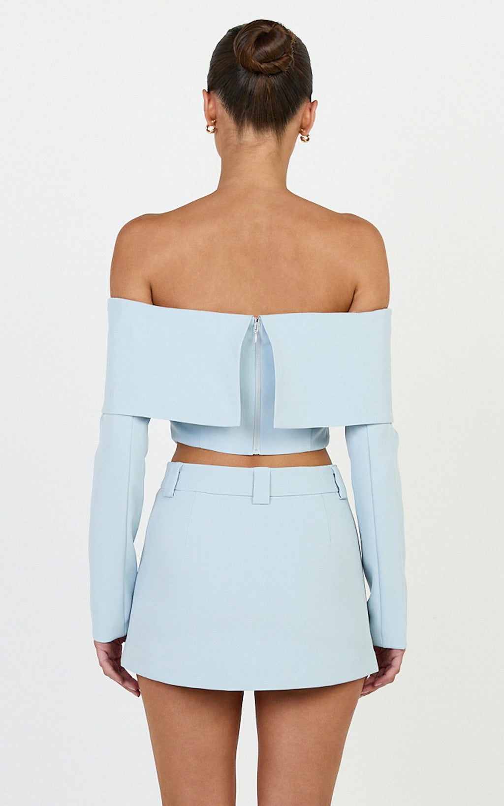 Ursula Mini Skirt - Structured Tailored Skirt in Baby Blue