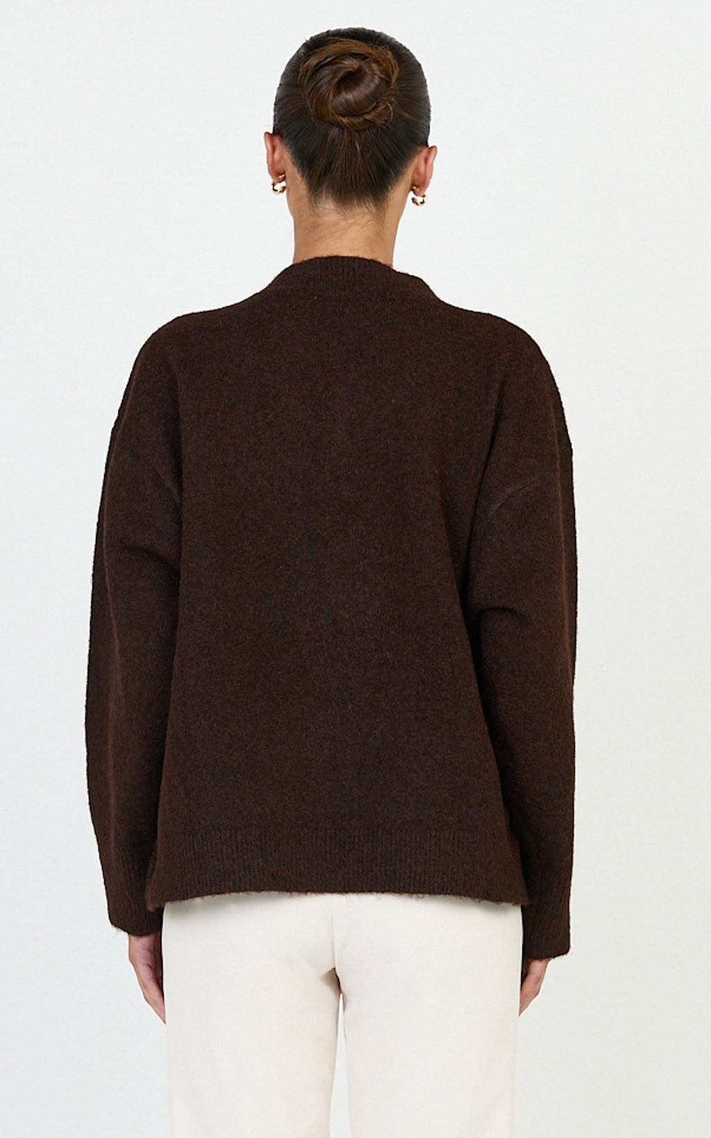 Clementine Jumper - V Neck Knit Jumper in Chocolate