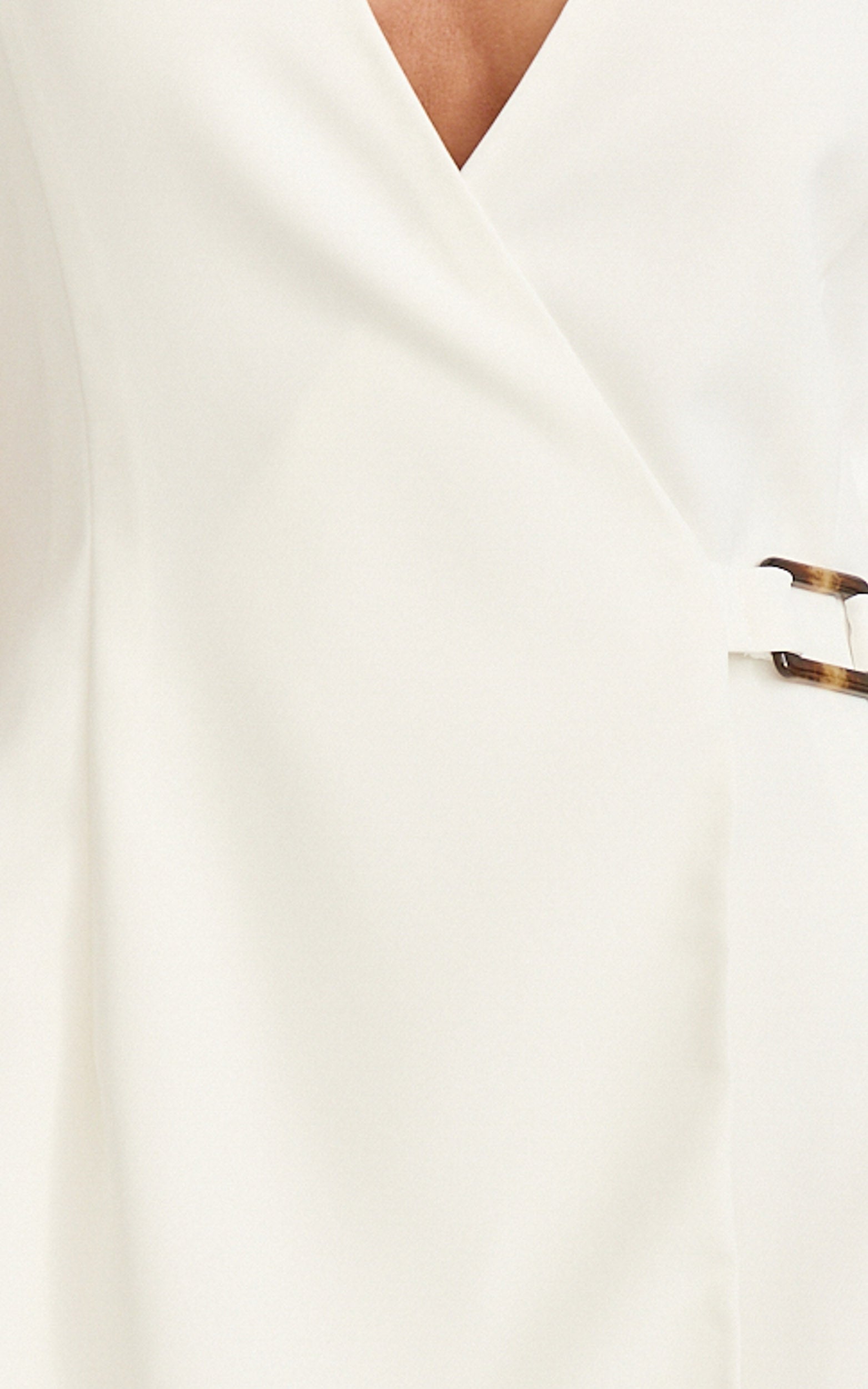 Xena Mini Dress - Mock Wrap Buckle Dress in White