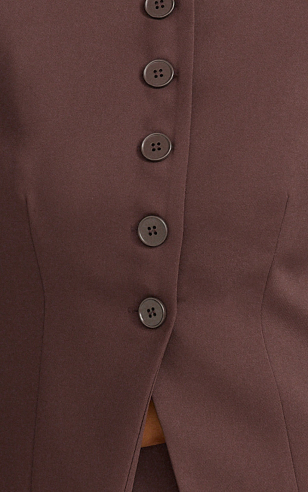 Mikey Jacket - Tailored Long Sleeve Collarless Jacket in Chocolate