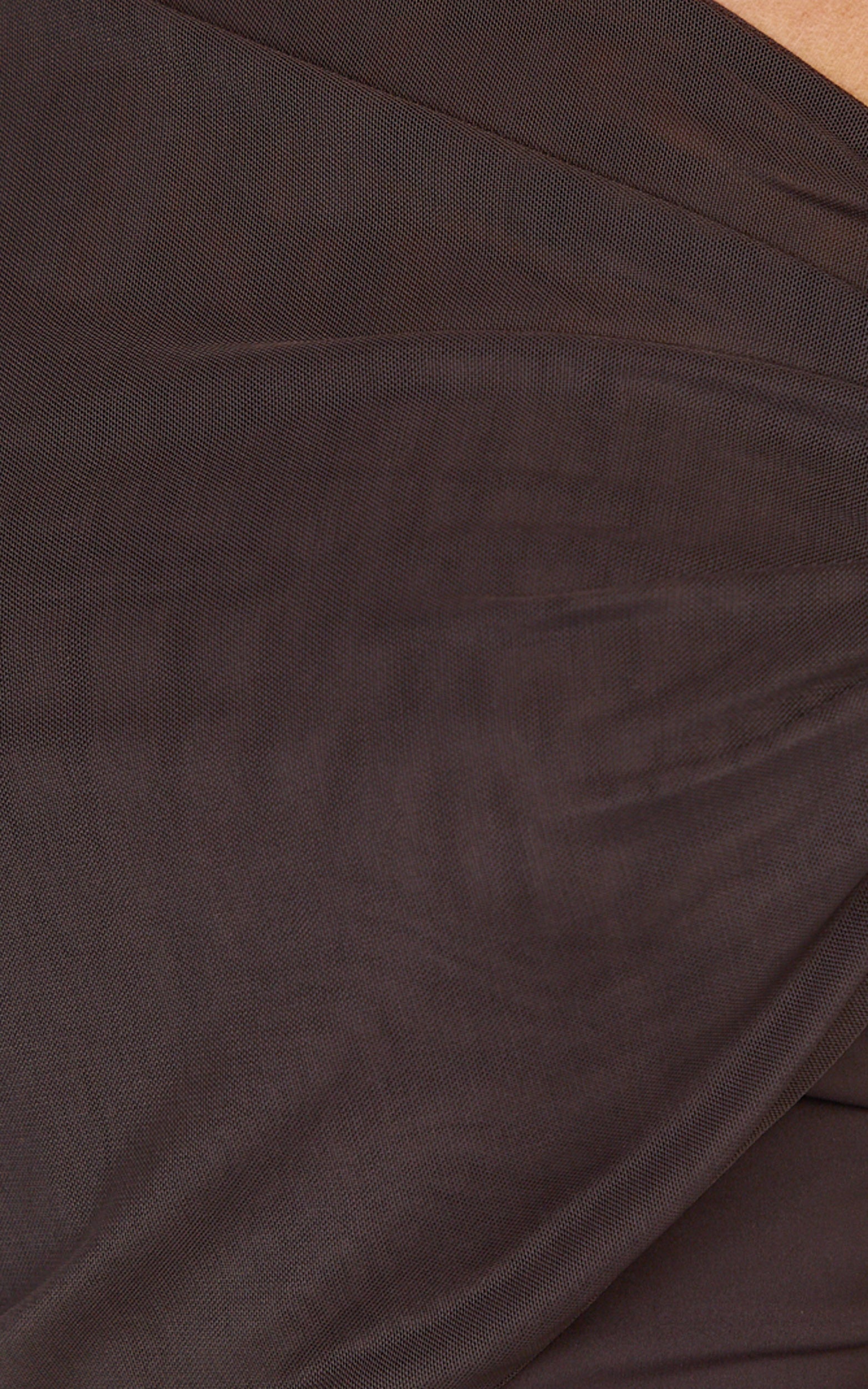 Paloma Top - Mesh Overlay Twist Sleeve Top in Chocolate
