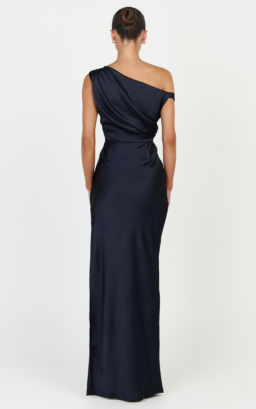Laurie Maxi Dress - One Shoulder Tie Detail Dress in Navy