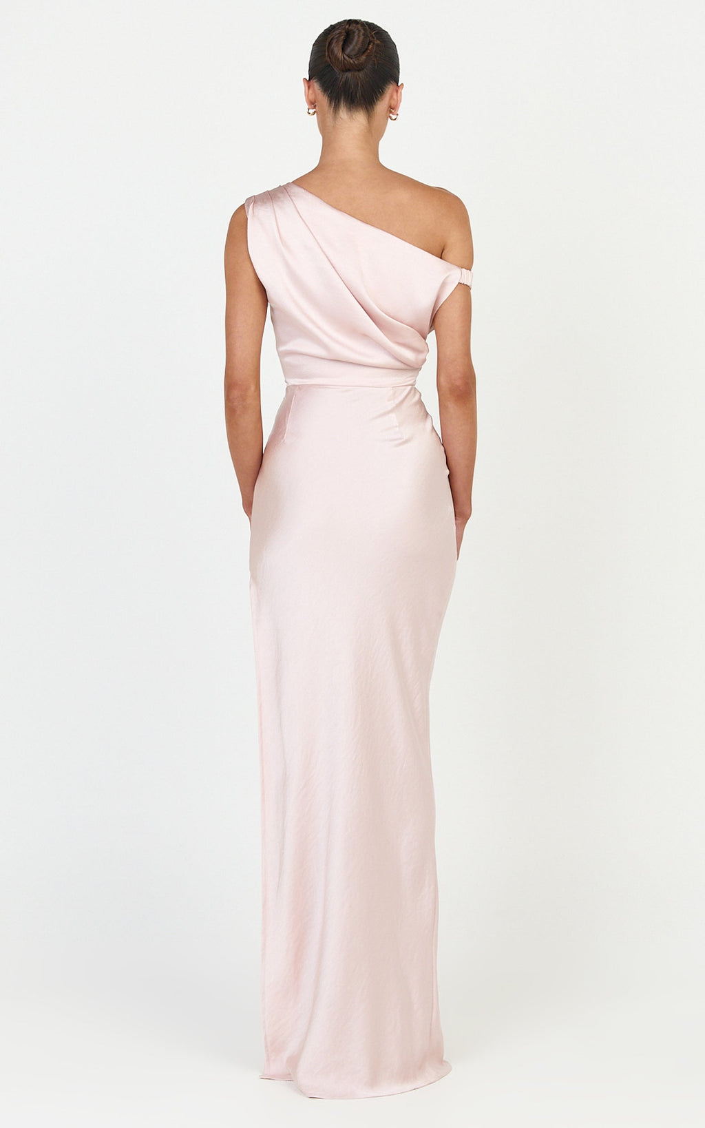 Laurie Maxi Dress - One Shoulder Tie Detail Dress in Pink