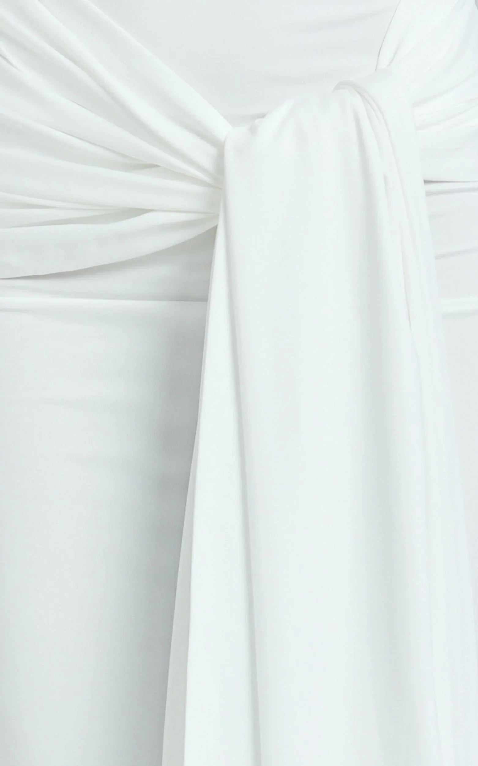 Judith Maxi Dress - Boat Neck Backless Tie Front Long Sleeve Jersey Dress in Cream