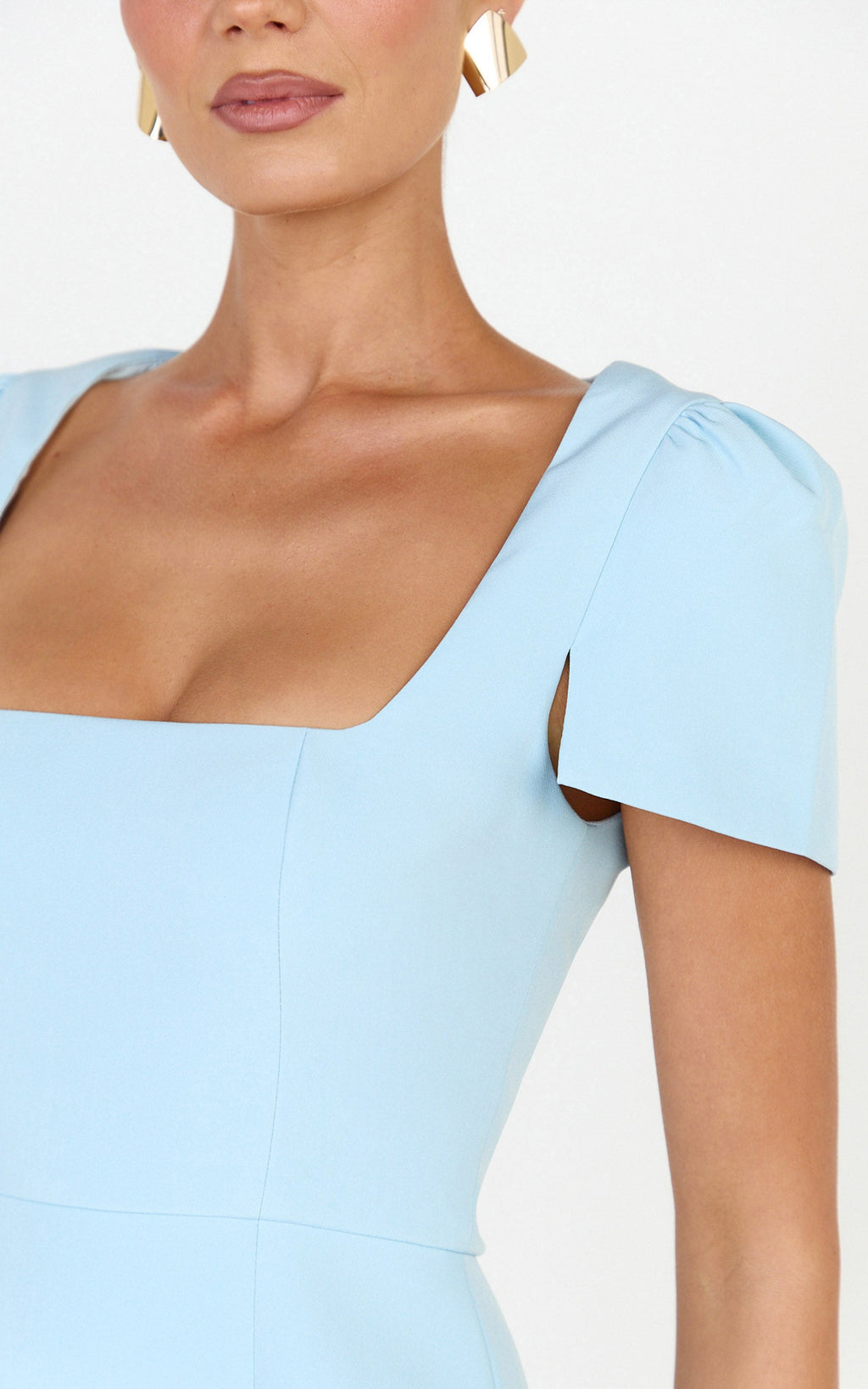 Zinnia Mini Dress - Square Neck Tulip Dress in Blue