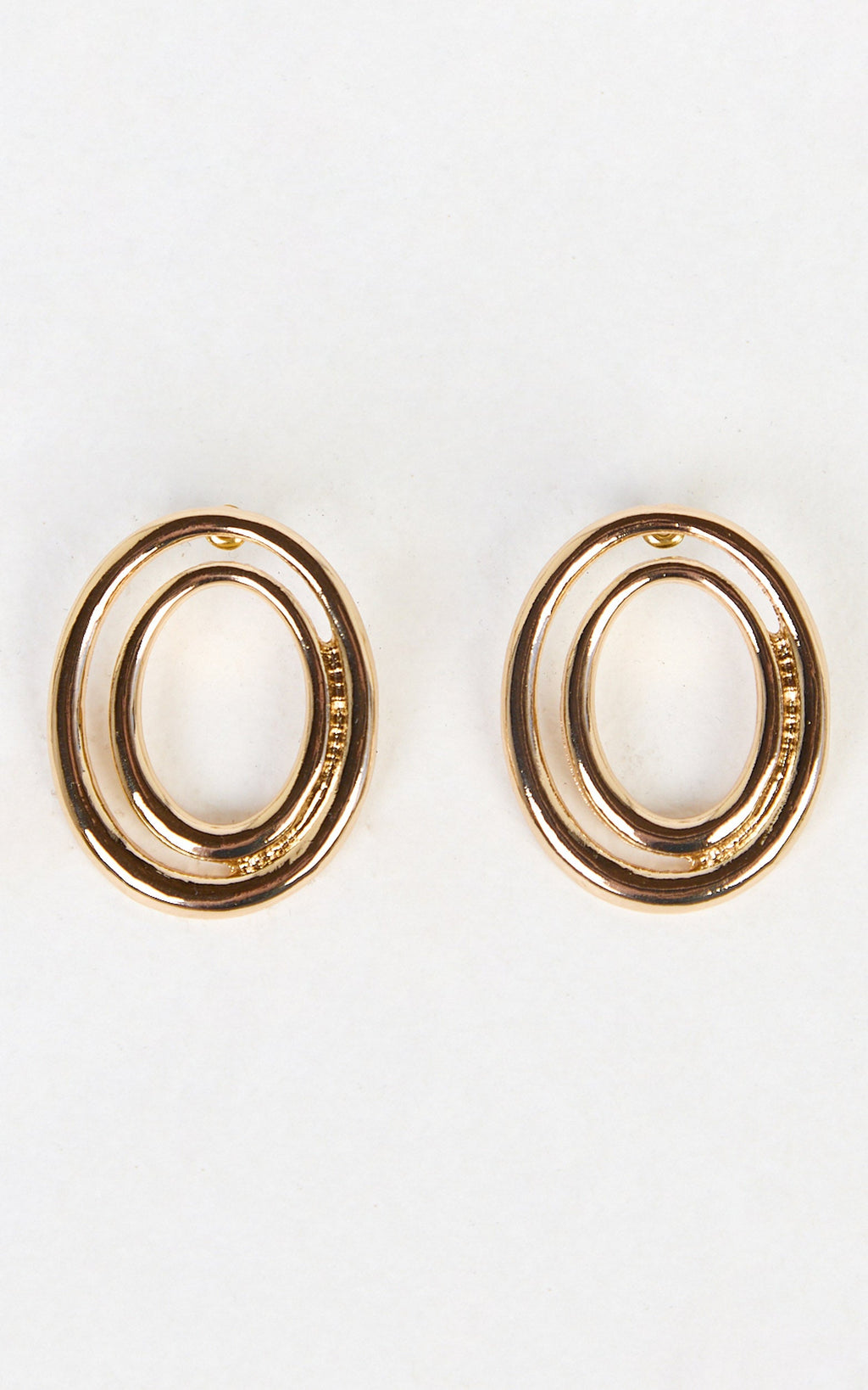 Silvena Earrings - Double Oval Stud Earrings in Gold