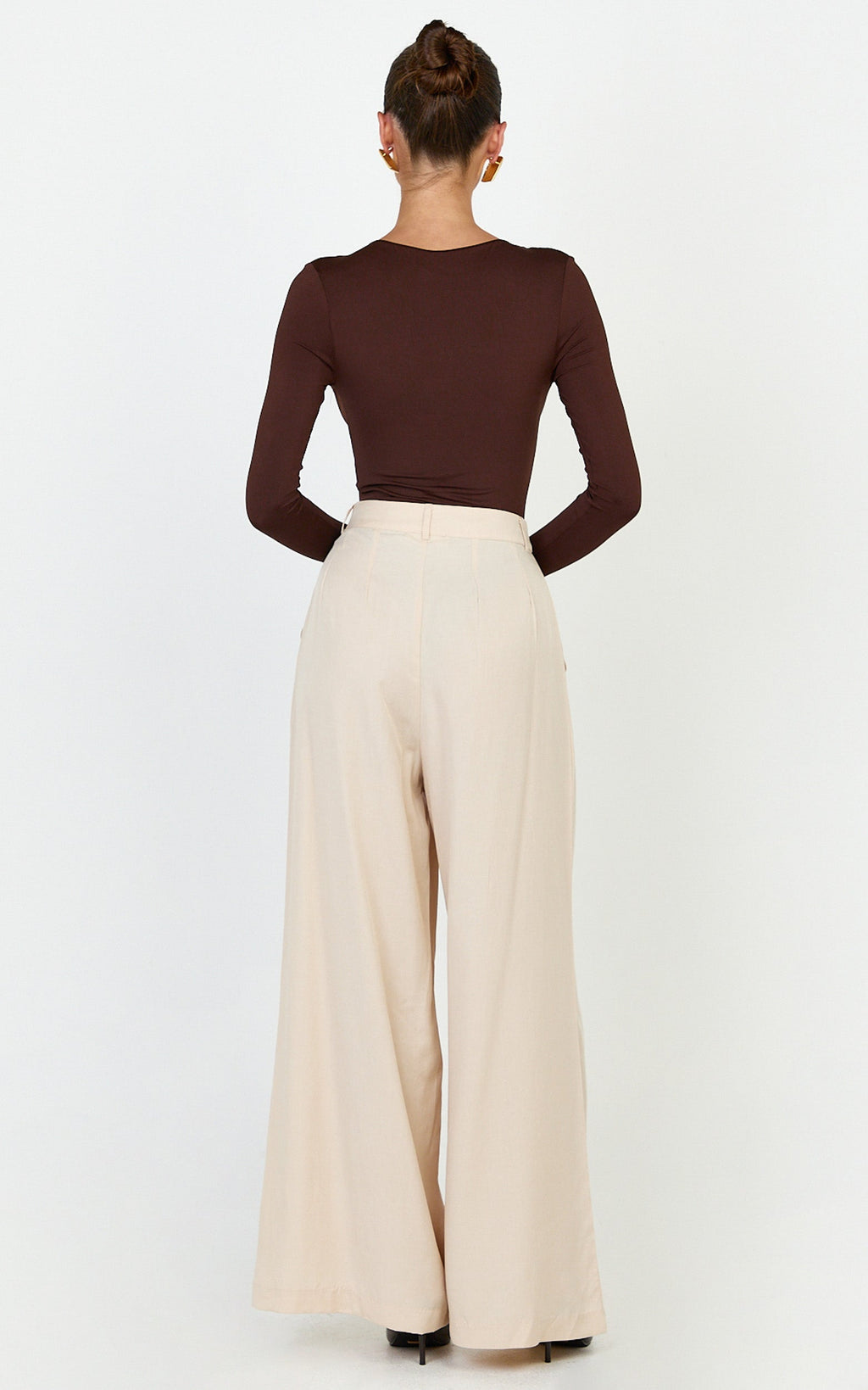 Clarke Pants - High Waist Wide Leg Pants in Neutral