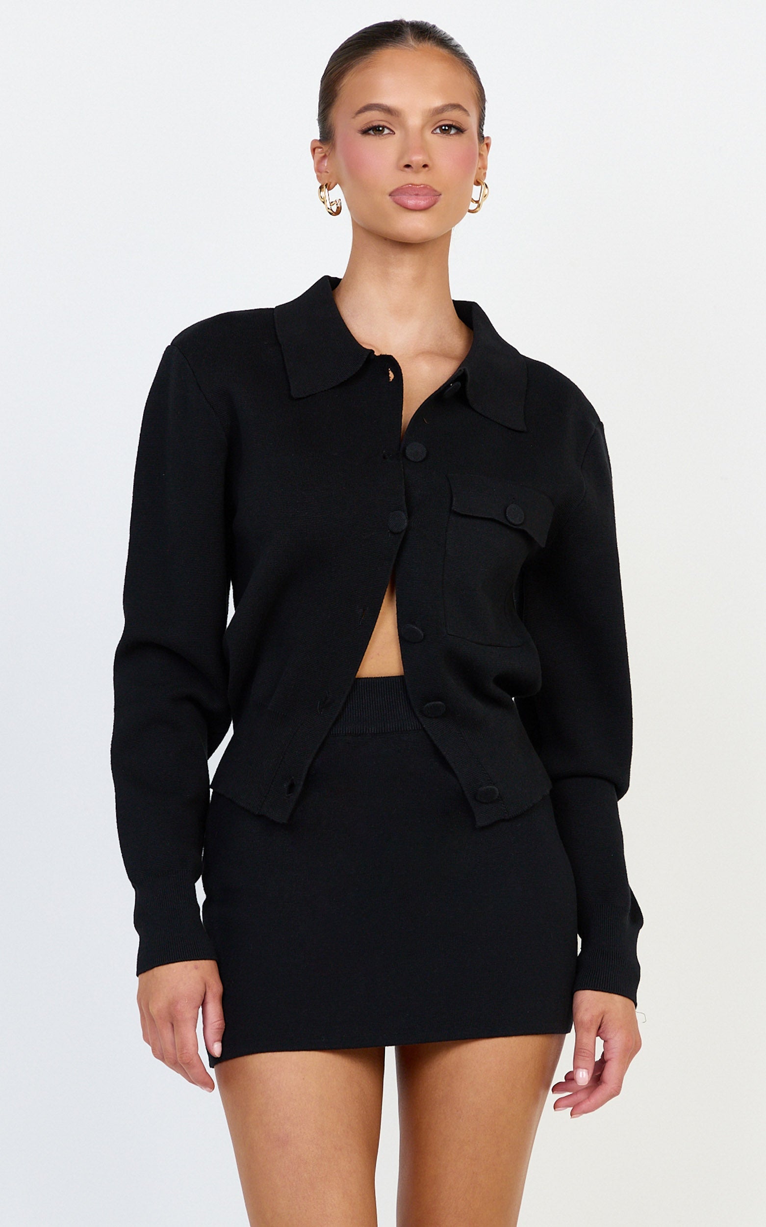 Isabel Top - Long Sleeve Oversized Knit Top in Black