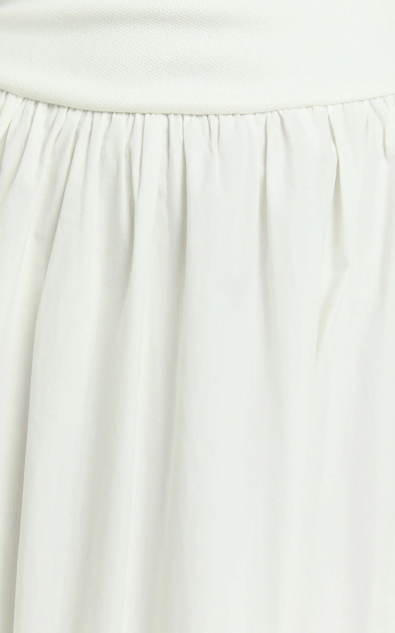 Murphy Midi Dress - Scoop Neck Straight Drop Waist Gathered Skirt Knit And Poplin Dress in White