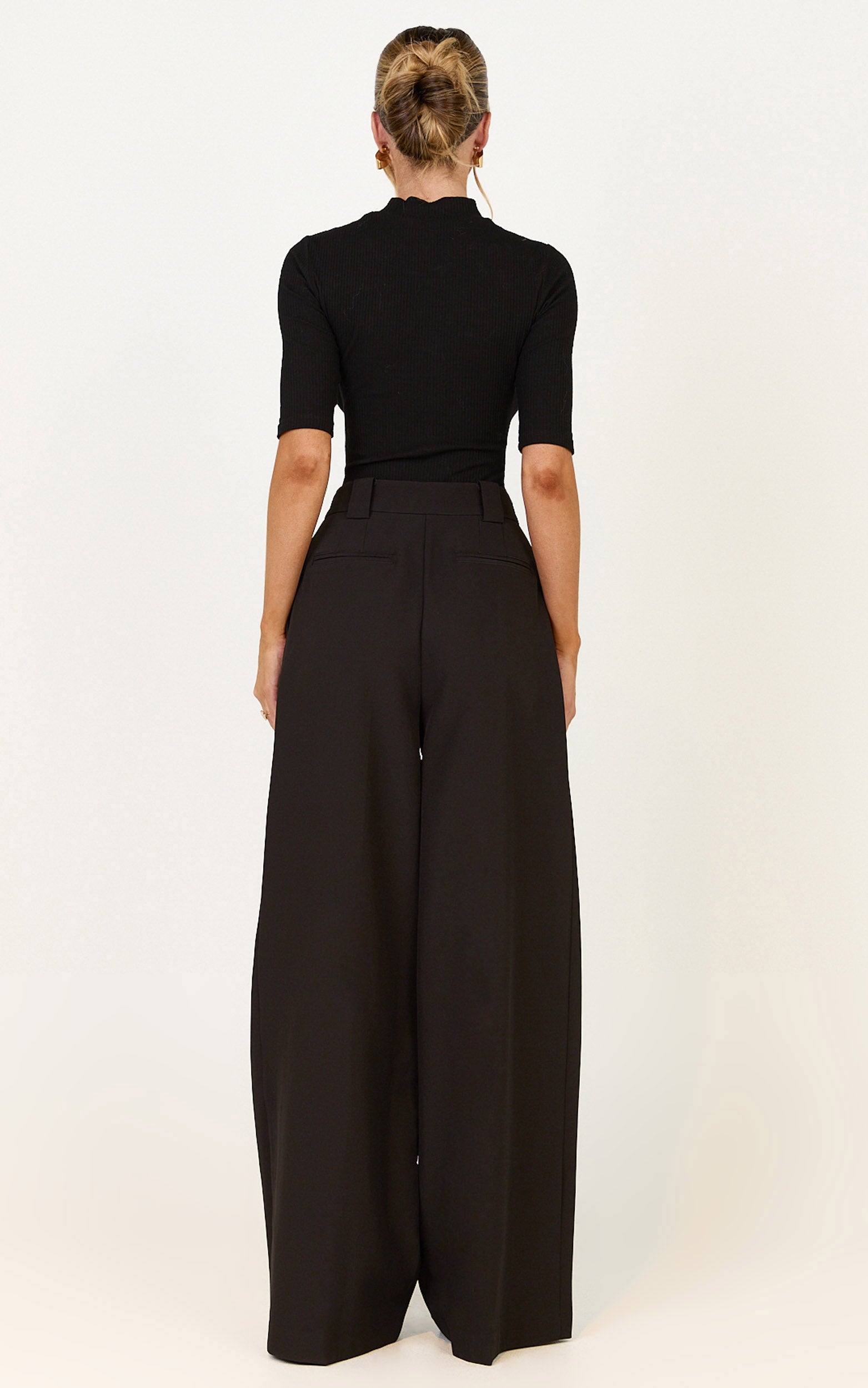 Jane Pants - High Waist Tailored Wide Leg Pants in Black