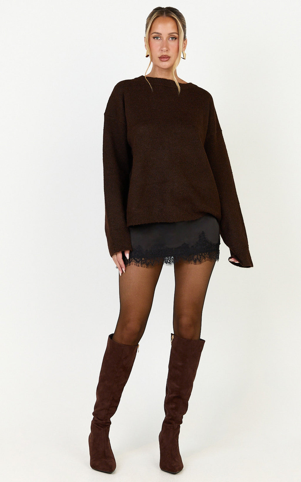 Ava Mini Skirt - Lace Trim Skirt in Black