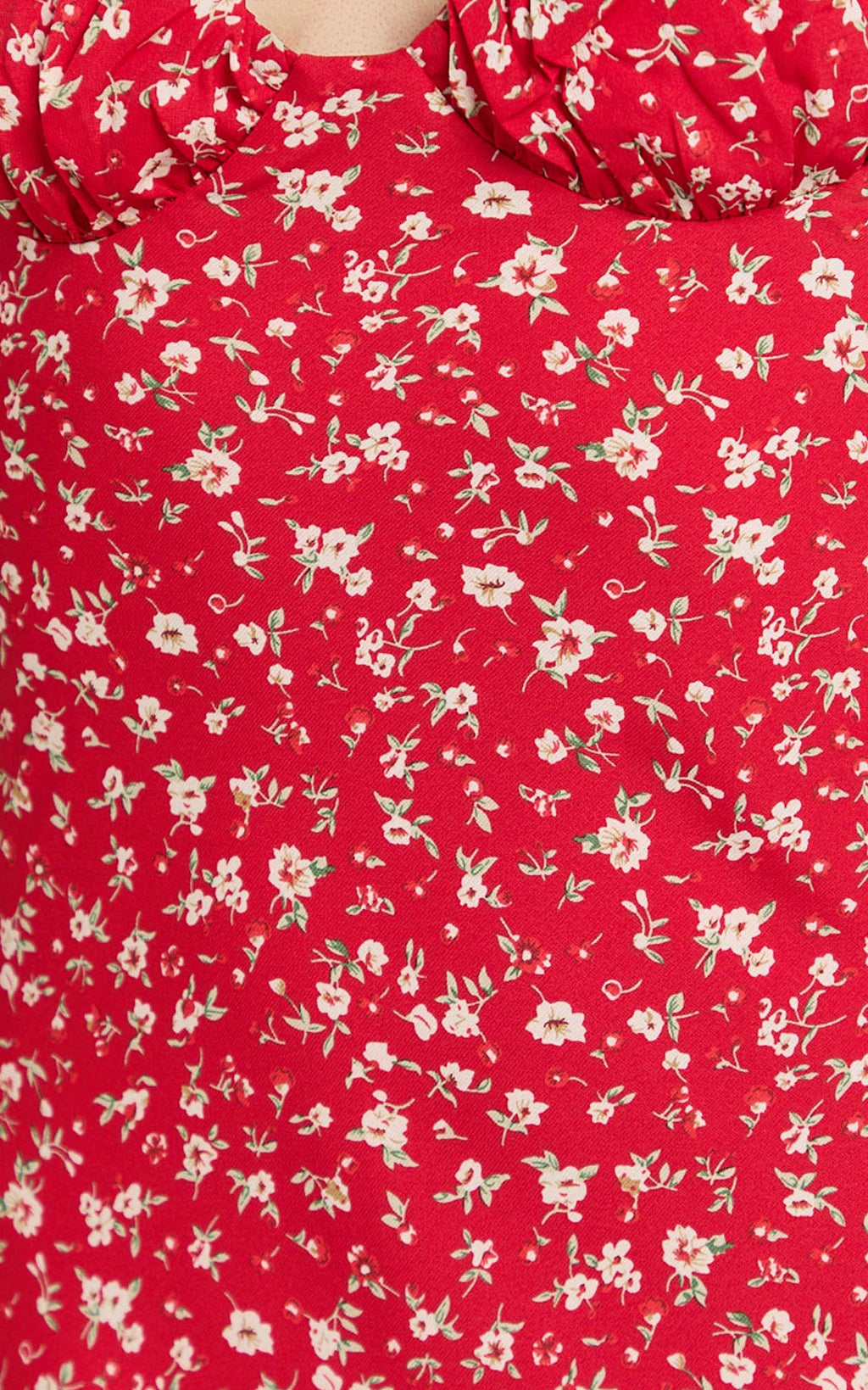 Hilton Midi Dress - Ruched Bust Slip Dress in Red Floral