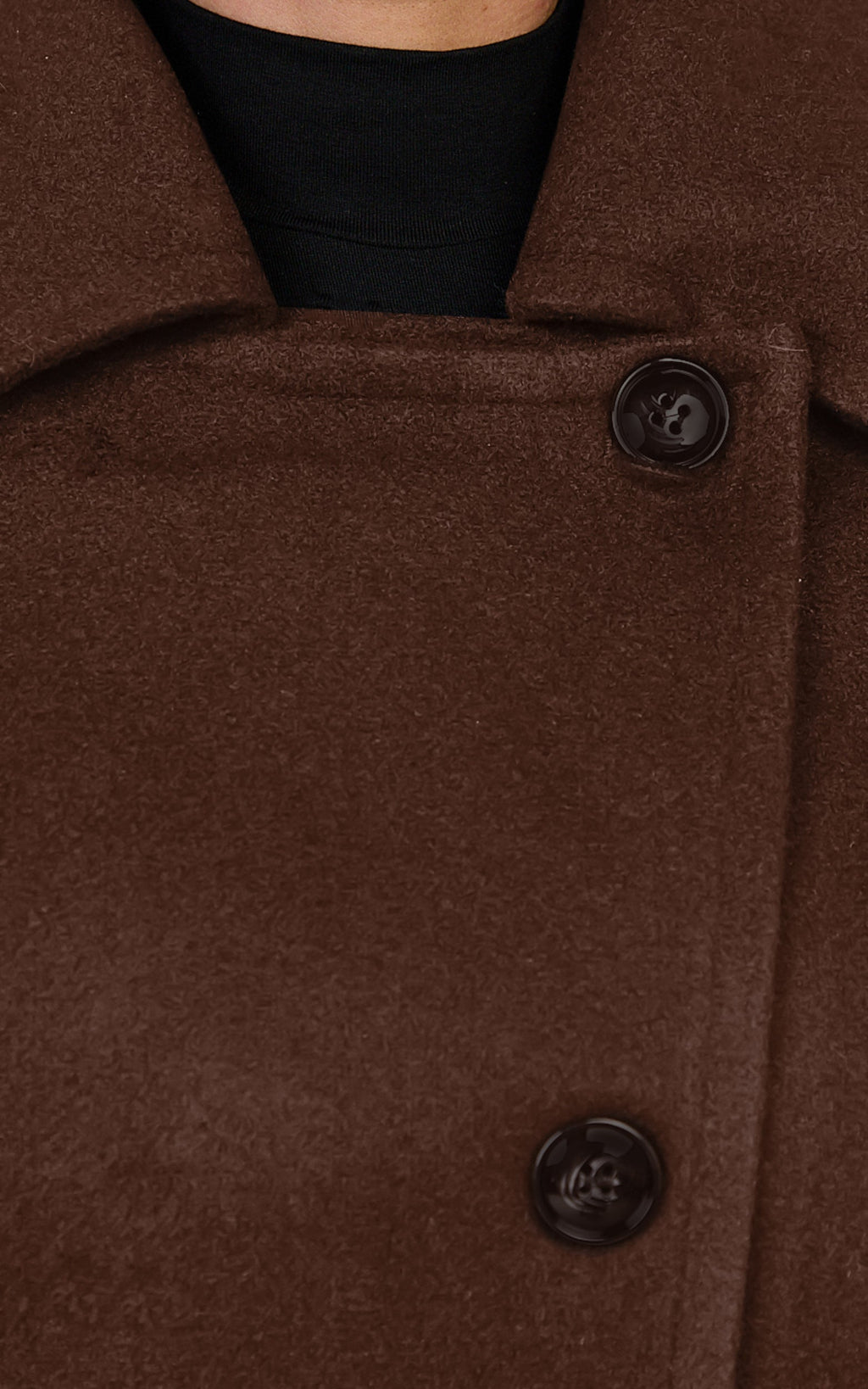 Rina Coat - Oversized Three Button Front Closure Coat in Chocolate