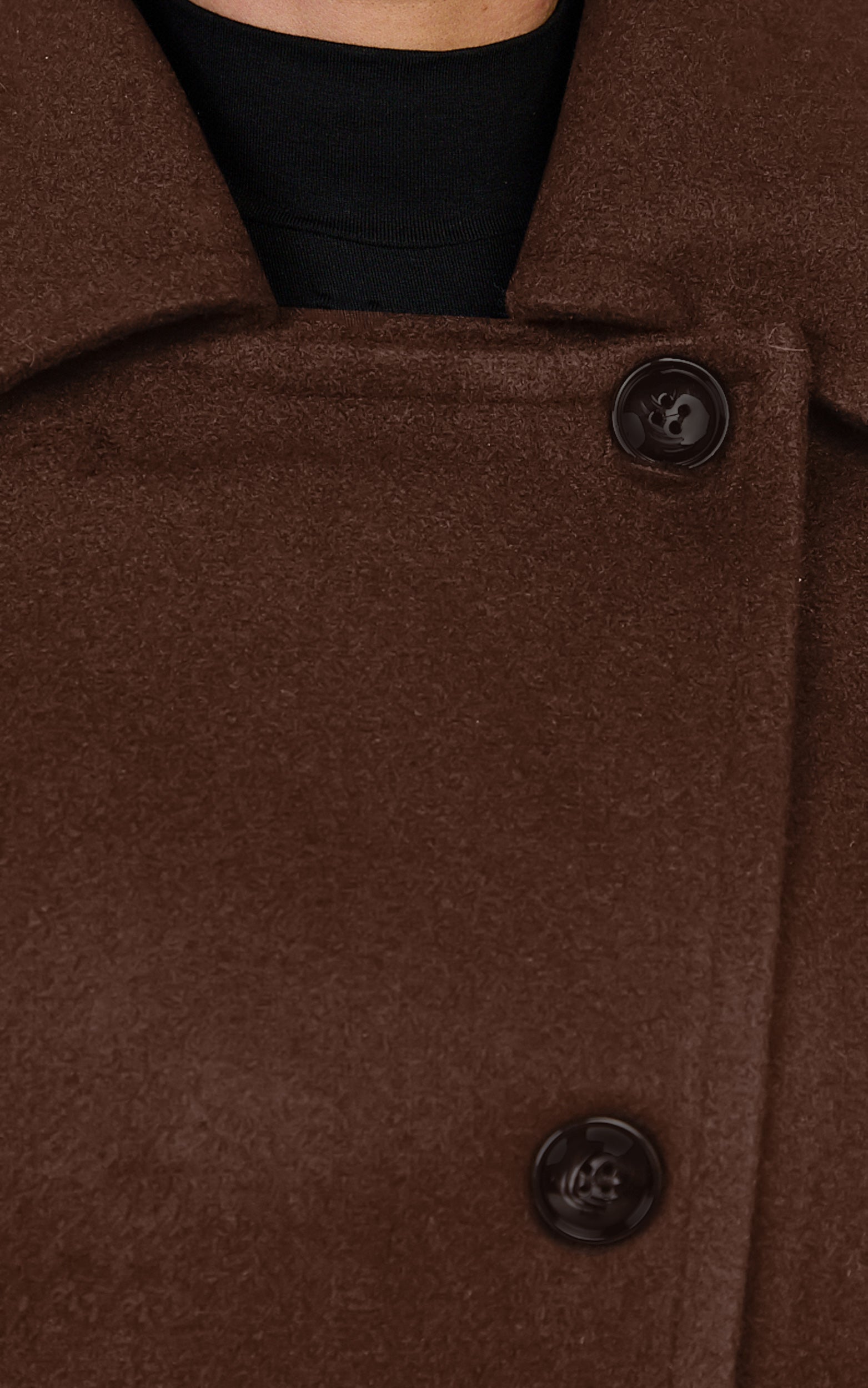 Rina Coat - Oversized Three Button Front Closure Coat in Chocolate