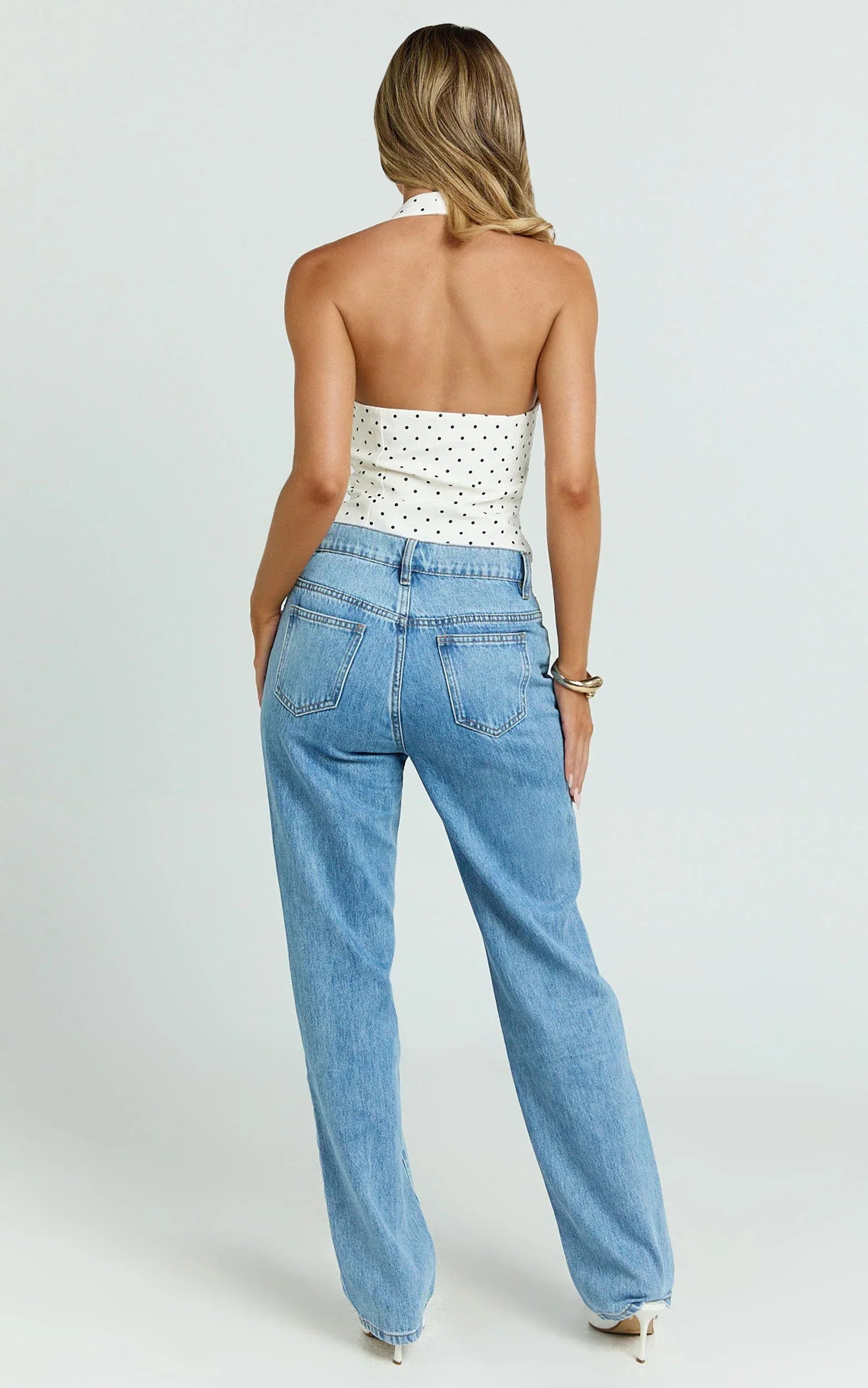 Barker Jeans - Low Rise Recycled Denim Straight Leg Jeans in Mid Blue Wash