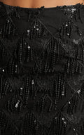Khrizza Mini Skirt - Sequin Diamond Mesh Skirt in Black