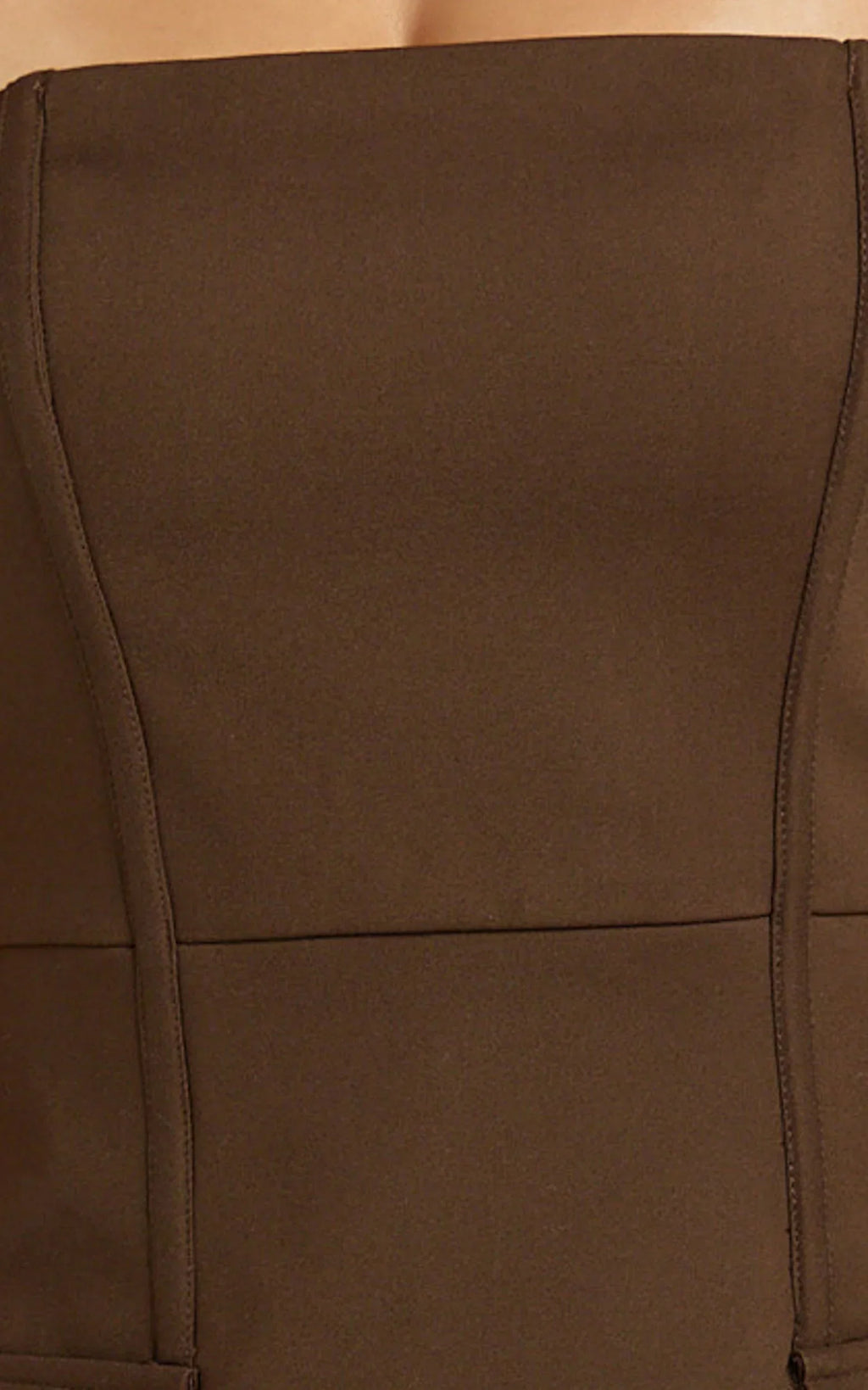 Octavia Mini Dress - Strapless A Line Wrap Skirt Dress in Chocolate