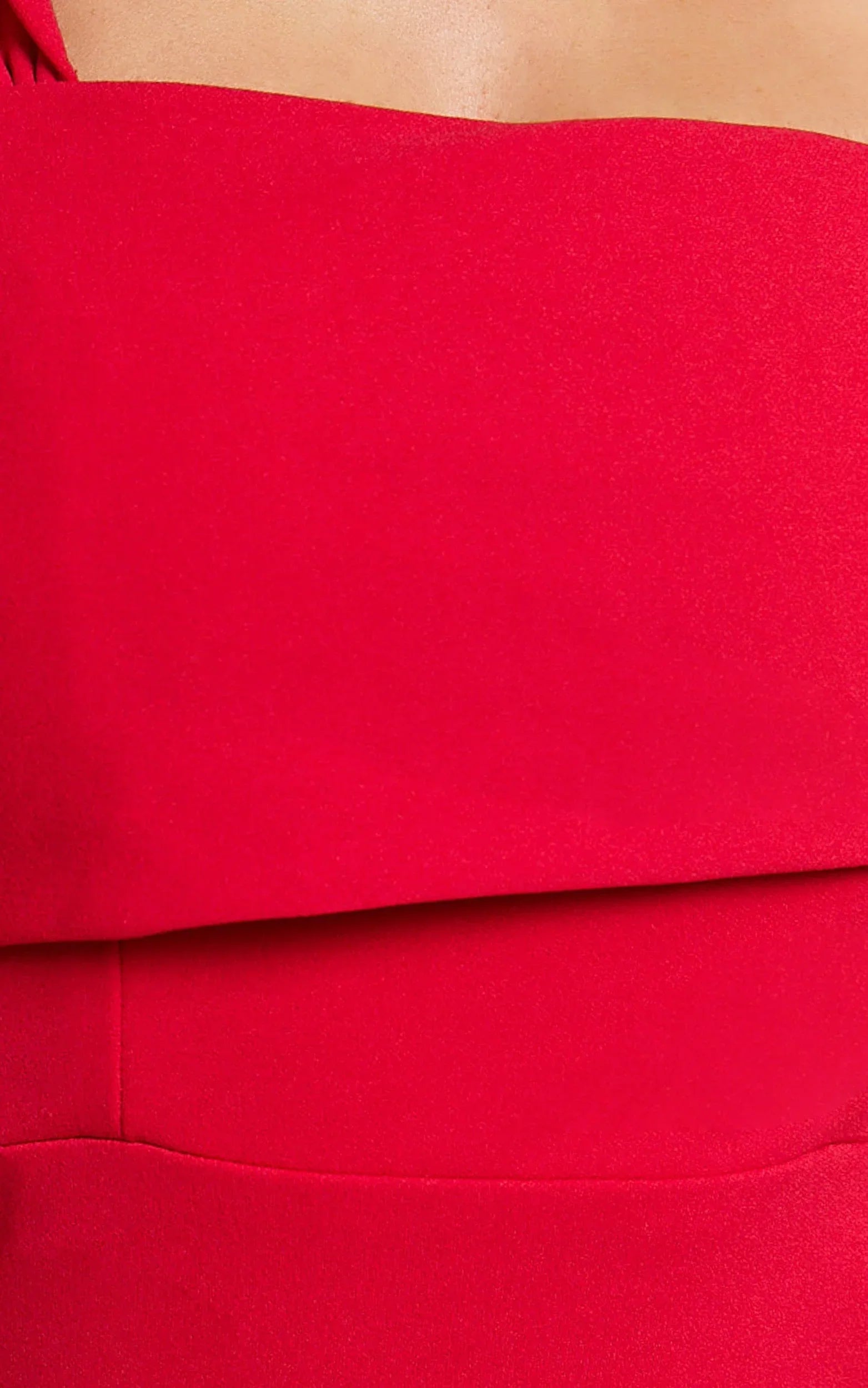 Almaida Midi Dress - Off Shoulder Ruched Side Dress in Red