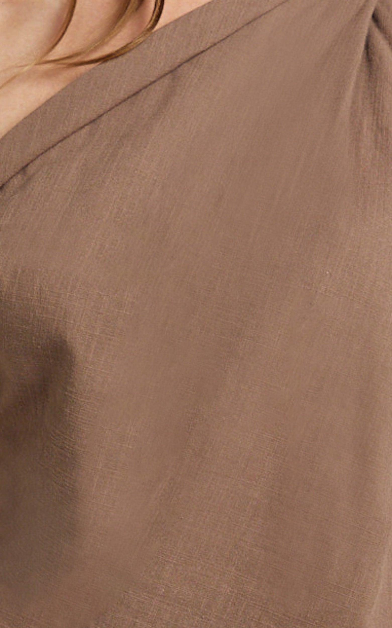 Annalie Two Piece Top and Pants Set - Off Shoulder Linen Set in Mocha