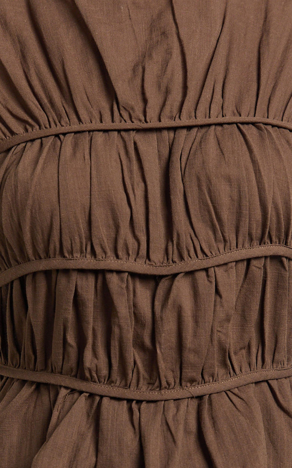 Auric Two Piece Set - Ruched Detail Top and Wide Leg Pants Set in Brown