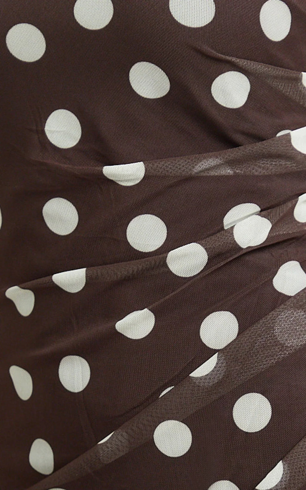 Lia Maxi Dress - Off Shoulder Slip Dress in Chocolate White Spot