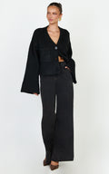 Becka Cardigan - Oversized Recycled Knitted Button Through Cardigan in Black
