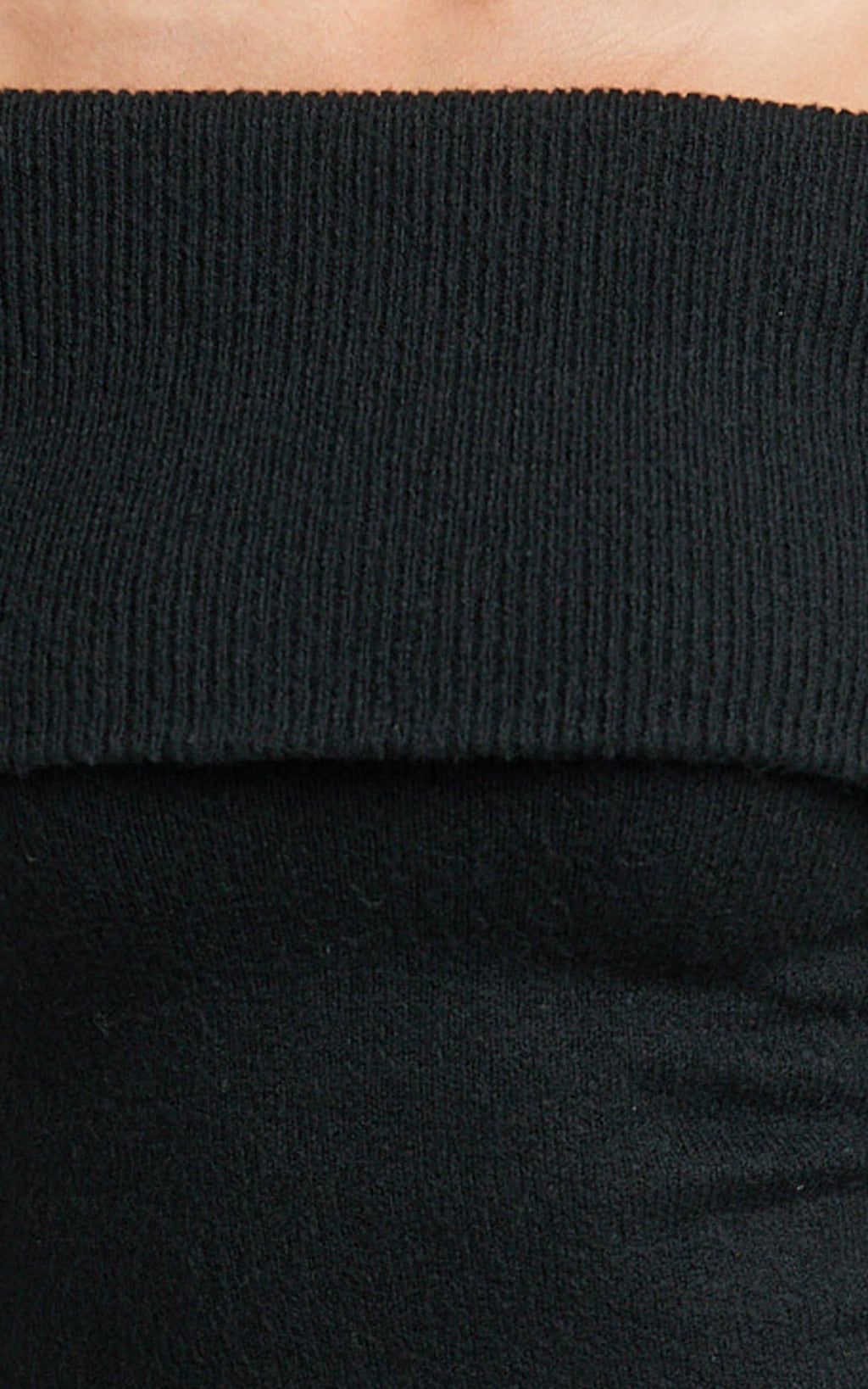 Darcie Top - Off Shoulder Long Sleeve Knit Top in Black