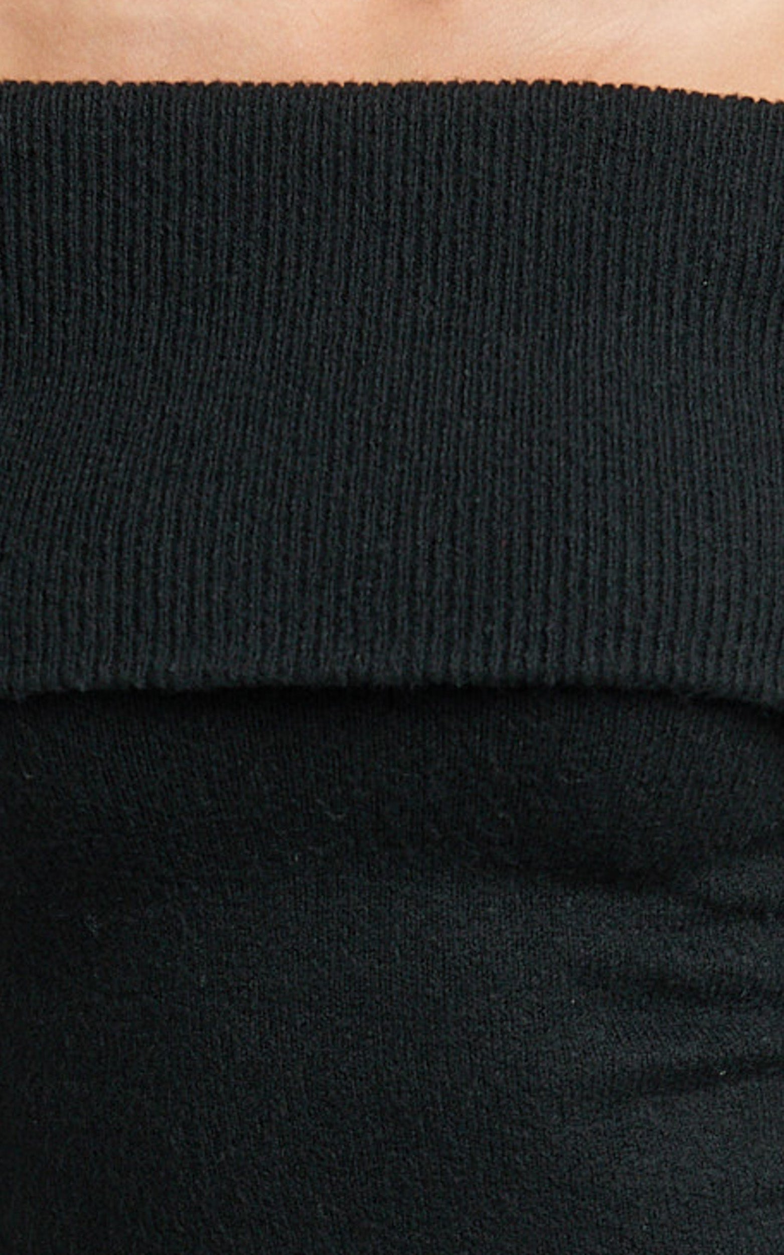 Darcie Top - Off Shoulder Long Sleeve Knit Top in Black