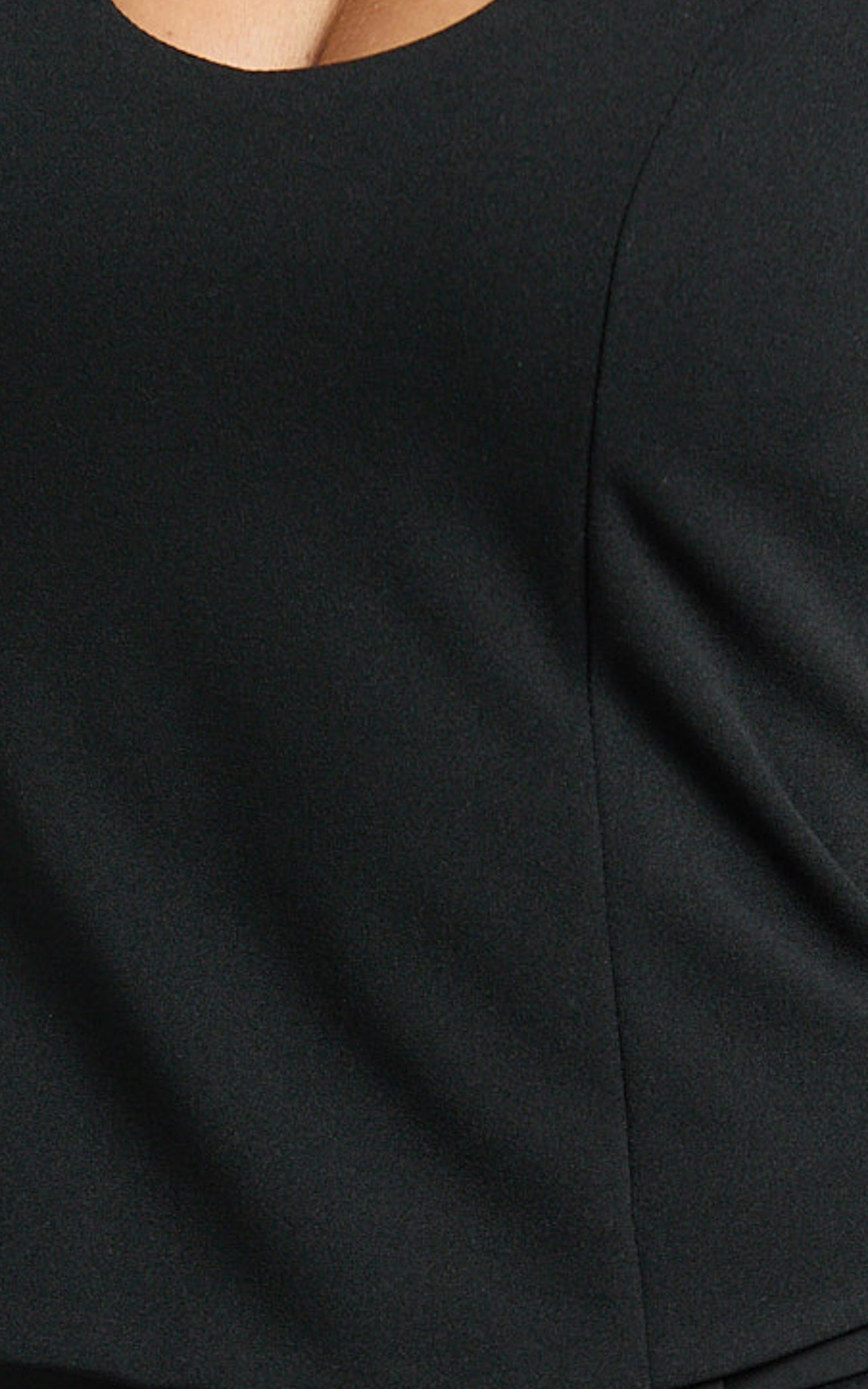 Gail Top - Sleeveless Square Shoulder Pad Deep V Jersey Top in Black