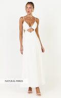 Grace Midi Dress - Strappy Cutaway with Godet Detail Dress in White