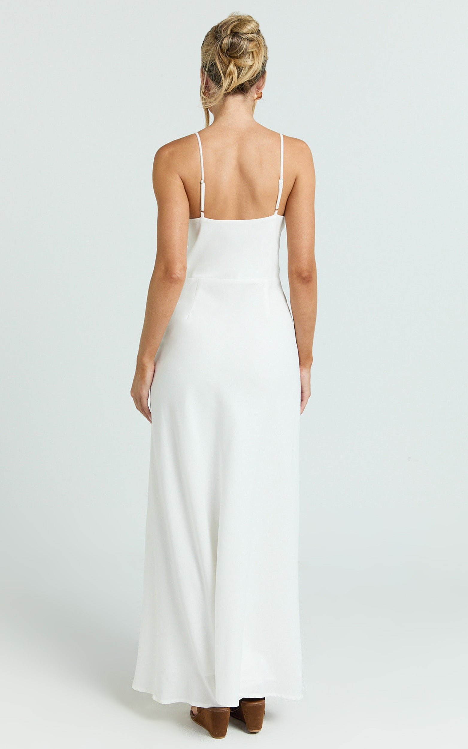 Hinata Maxi Dress - Linen Blend Slip Dress in Off White