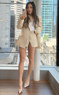 Tessa Skort - Low Rise Belted Skort in Beige