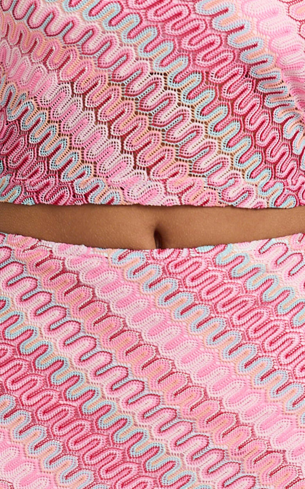 Julia Two Piece Top and Skirt Set - One Shoulder Top and Maxi Skirt in Bright Pink