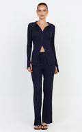 Kelsey Pants - High Drawstring Waist Knit Pants in Navy