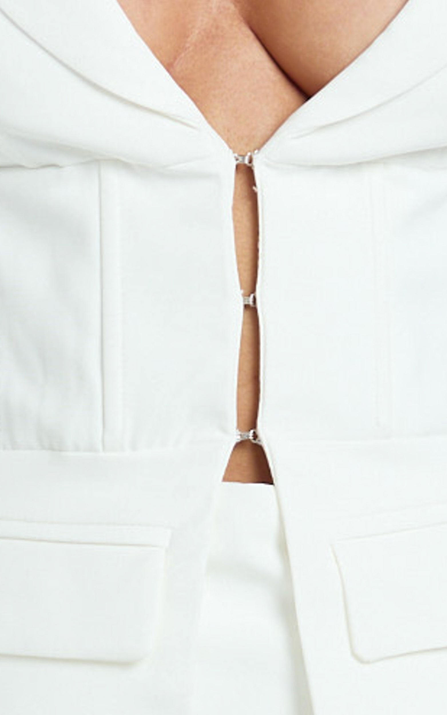 Larah Jacket - Shawl Collar Hook And Eye Fitted Blazer in Cream