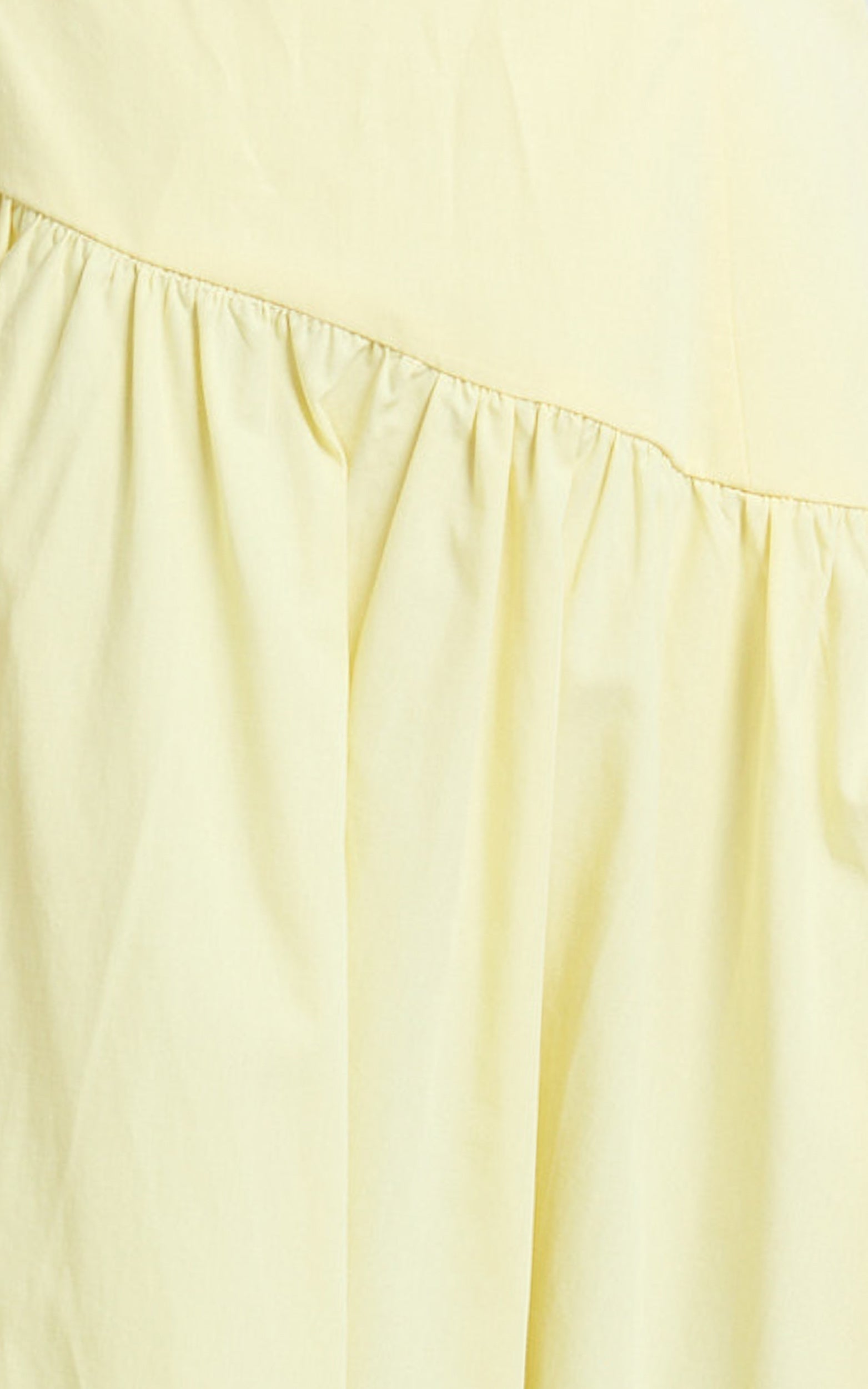 Myrtle Midi Dress - Straight Neck Curved Drop Waist Gathered Full Skirt Dress in Lemon